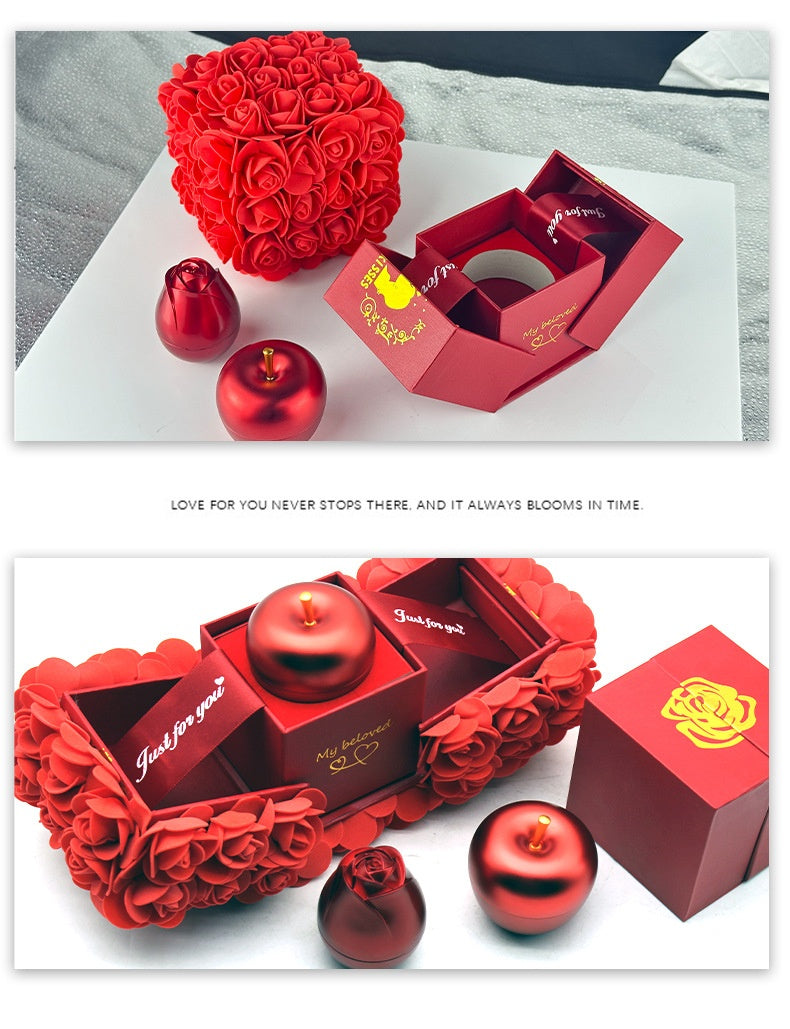 バレンタインデーギフト ソープローズ ギフトボックス クリスタルペンダントネックレス 永遠の花 ジュエリーボックスセット 結婚記念日 誕生日プレゼント 彼女へ