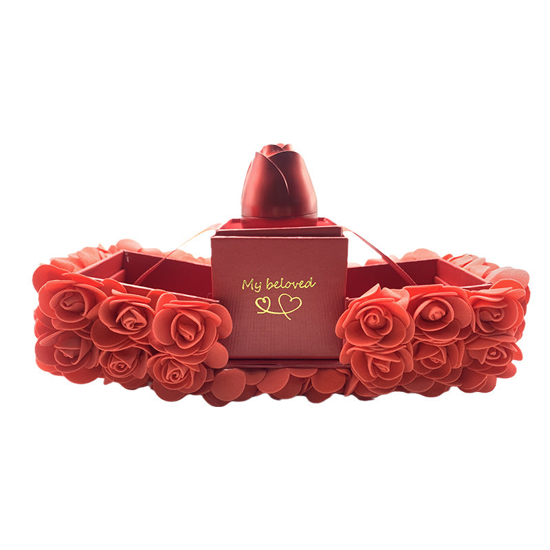 バレンタインデーギフト ソープローズ ギフトボックス クリスタルペンダントネックレス 永遠の花 ジュエリーボックスセット 結婚記念日 誕生日プレゼント 彼女へ