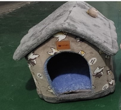 折り畳み式犬小屋 猫ベッド 冬用犬用ヴィラ スリープケンネル 取り外し可能 暖かい囲い型洞窟ソファ ペット用品