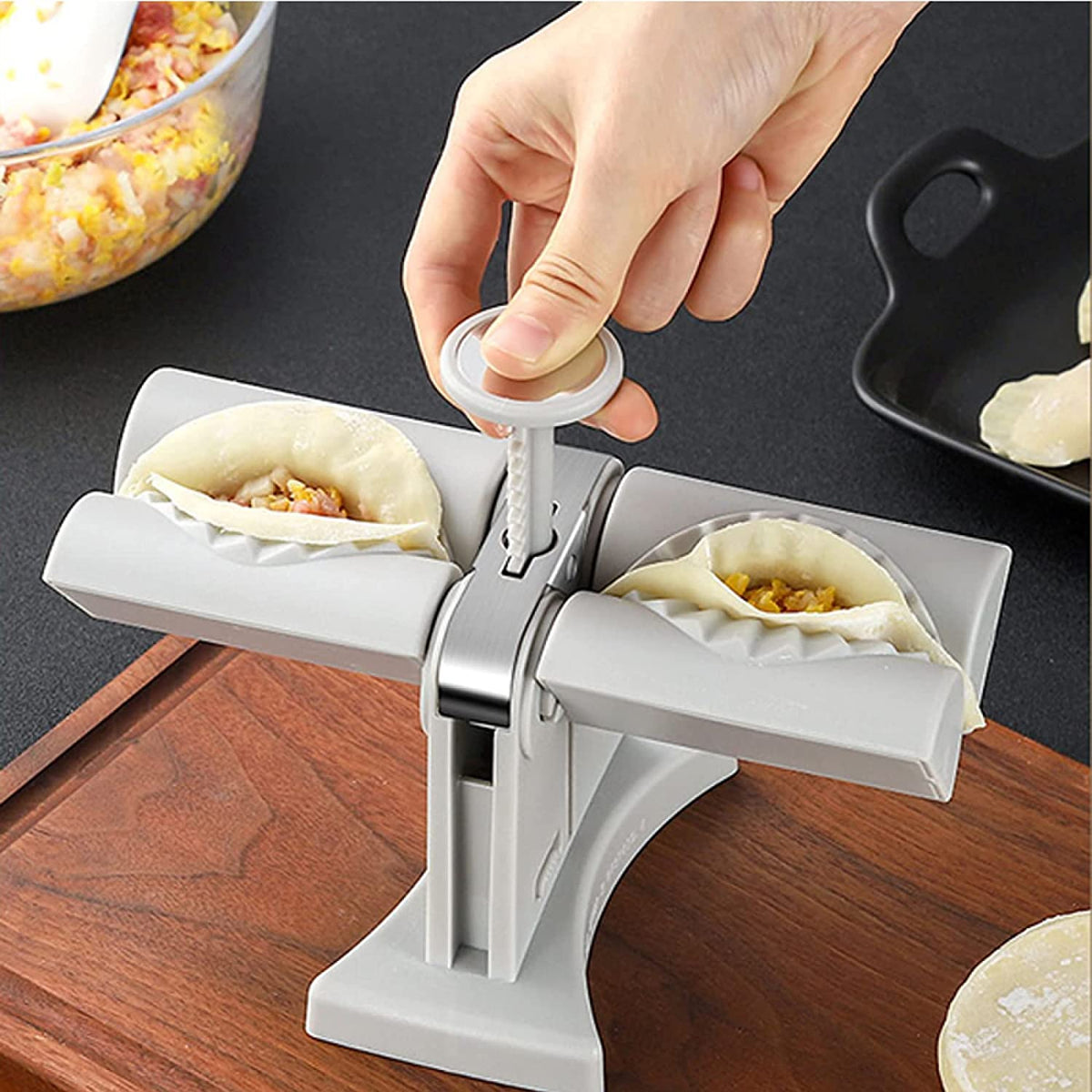 餃子型 ダブルヘッド 餃子型 レイジーアーティファクト 手動プレス 麺 餃子メーカー キッチン用品 餃子メーカー