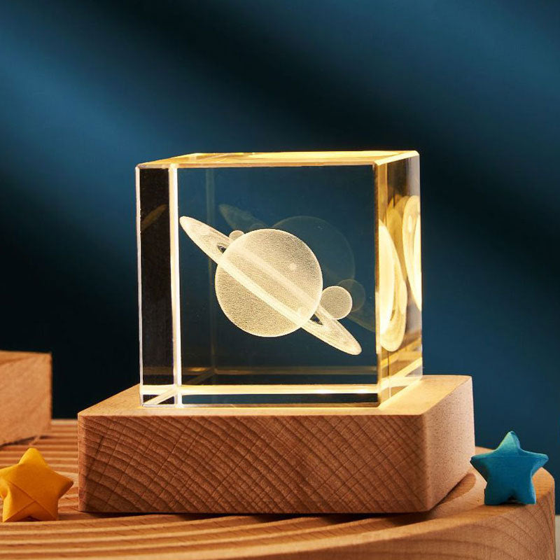 3D透明クリスタルキューブ デスクトップ装飾 小型ナイトランプ ベッドルームホーム装飾 子供パーティー 誕生日プレゼント