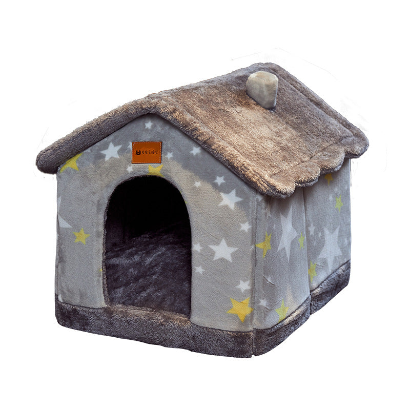 折り畳み式犬小屋 猫ベッド 冬用犬用ヴィラ スリープケンネル 取り外し可能 暖かい囲い型洞窟ソファ ペット用品