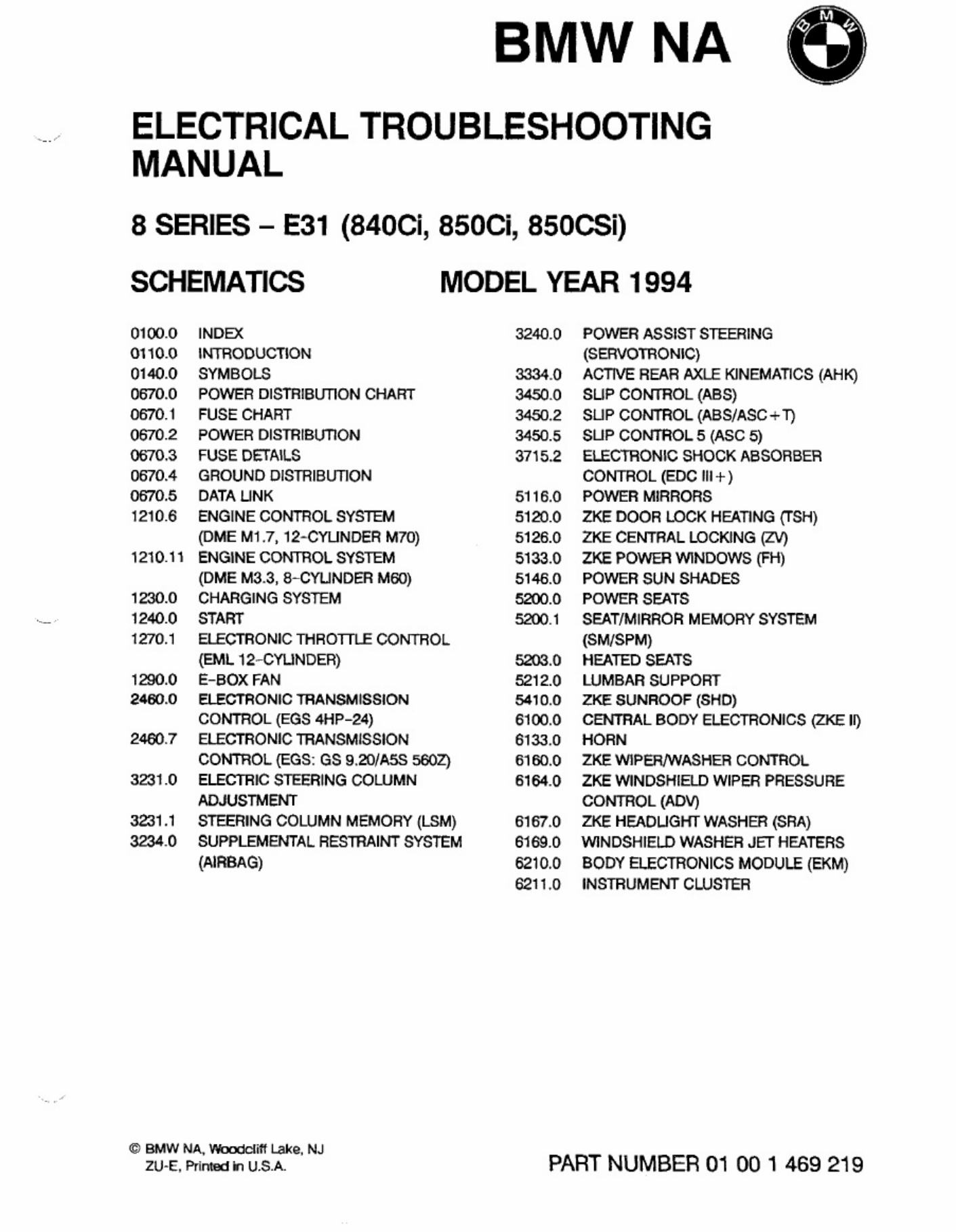 Sample 2 of BMW 1994 BMW 840_850 Electrical Complete Electrical Wiring Schematic & System Diagram [PDF]