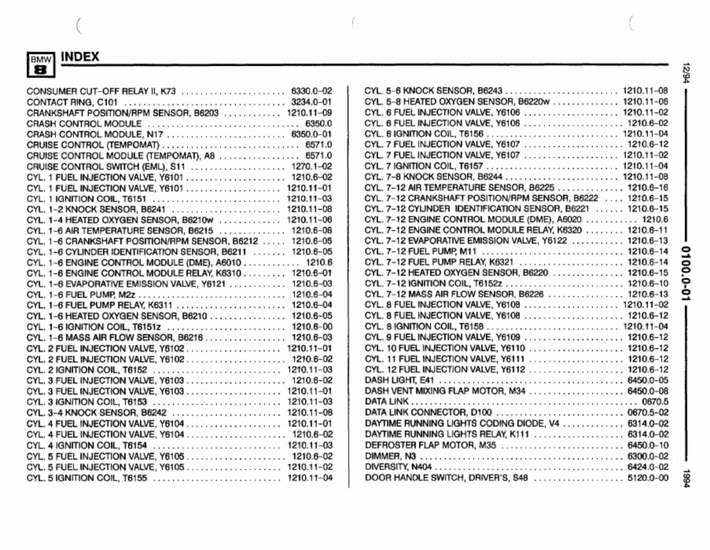Sample 5 of BMW 1994 BMW 840_850 Electrical Complete Electrical Wiring Schematic & System Diagram [PDF]