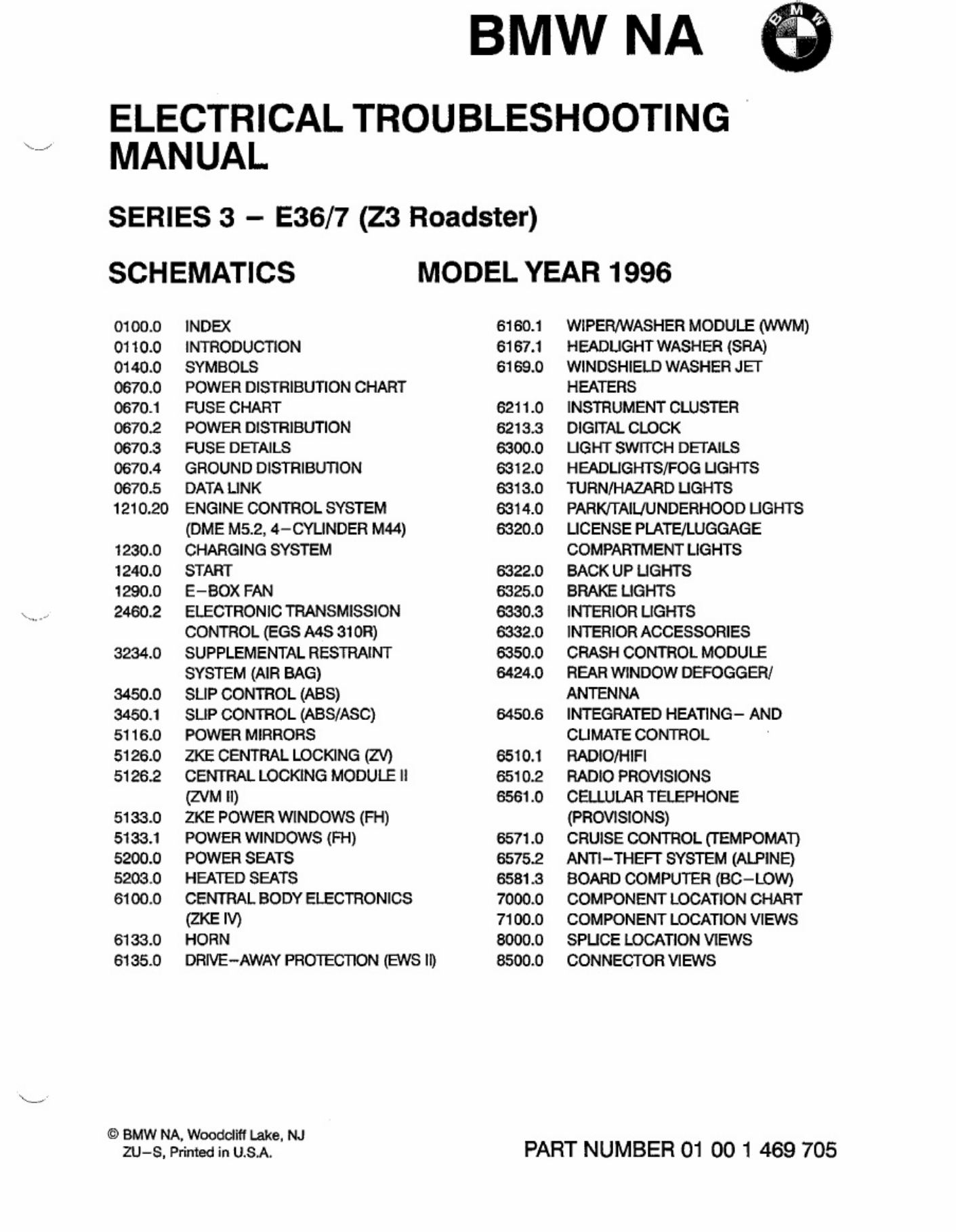 Sample 3 of BMW 1996 BMW Z3 Electrical Complete Electrical Wiring Schematic & System Diagram [PDF]