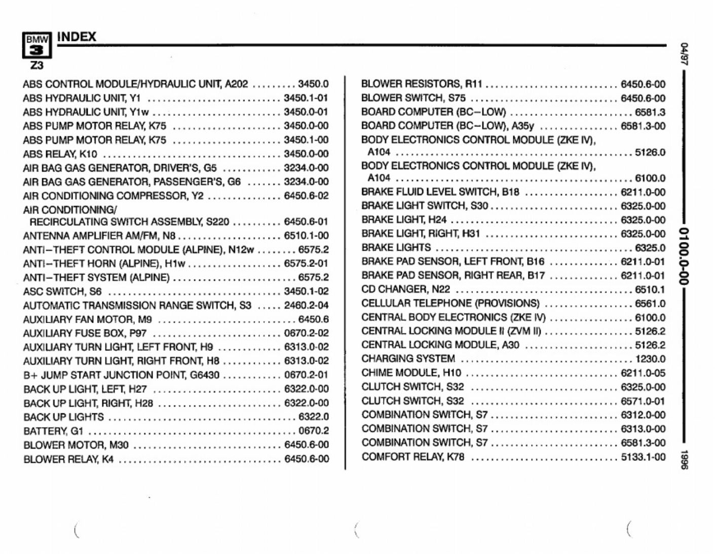 Sample 4 of BMW 1996 BMW Z3 Electrical Complete Electrical Wiring Schematic & System Diagram [PDF]