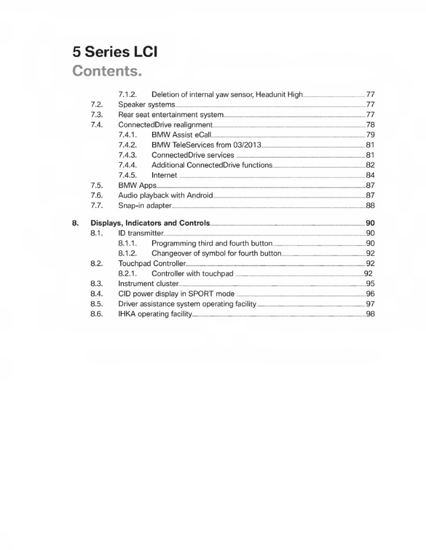 Sample 2 of BMW 5 Series LCI Technical Training Gui Technical Manual [PDF]