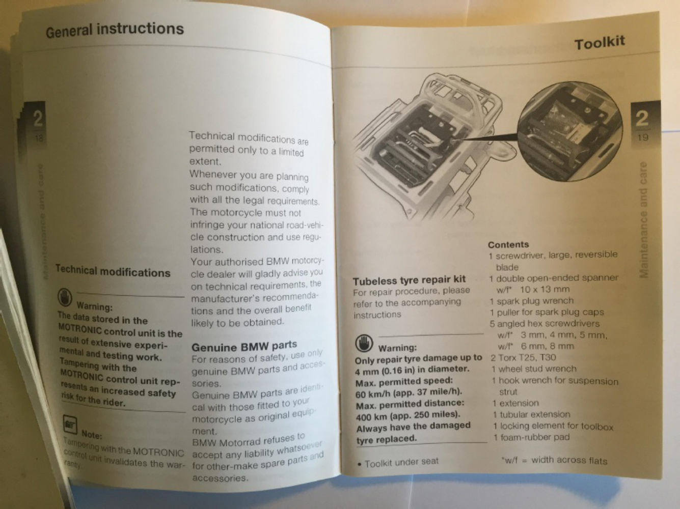 Sample 5 of BMW R1150GS Maintenance Instructions Operation & Maintenance Manual (OMM) [PDF]