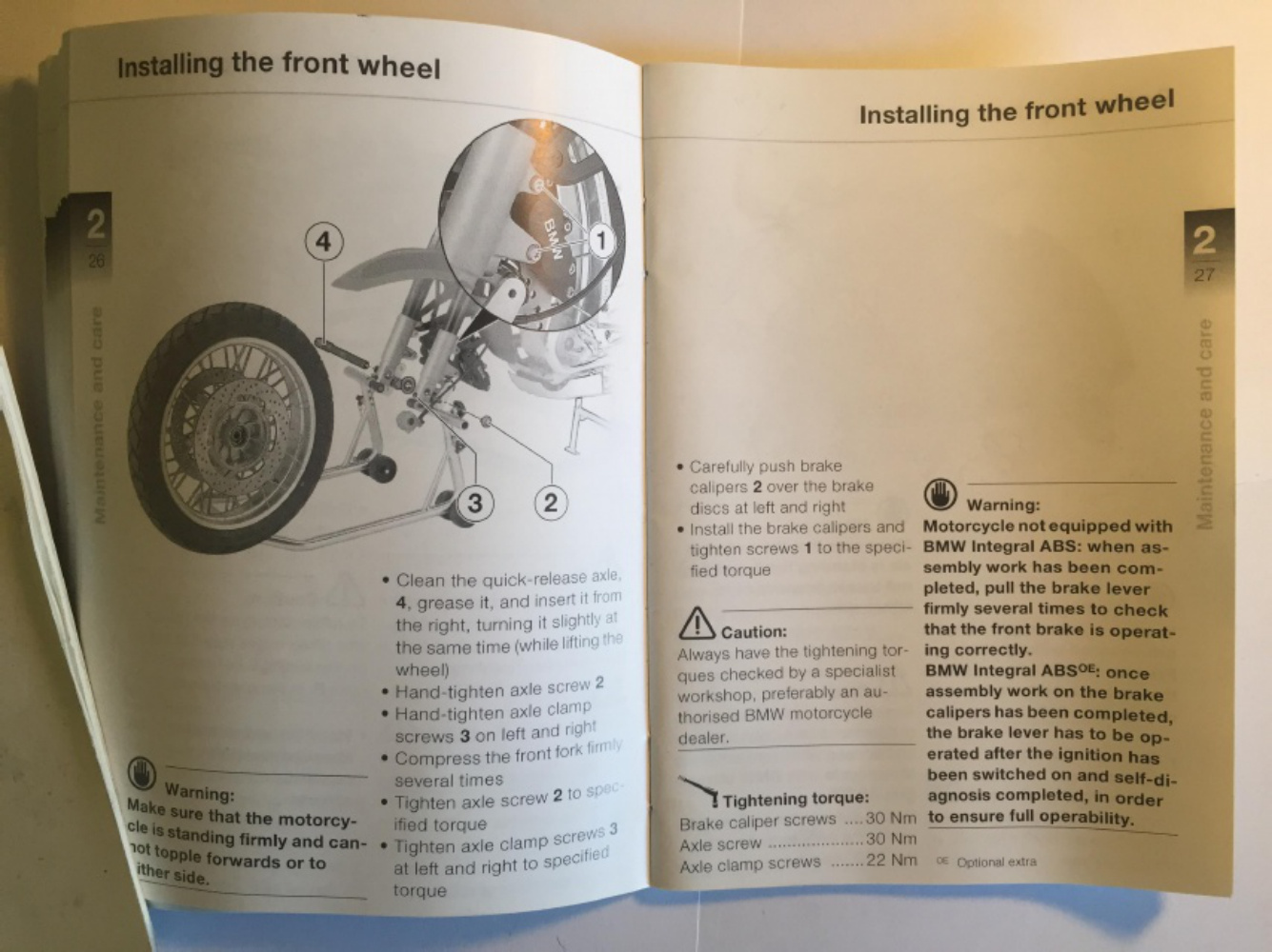 Sample 6 of BMW R1150GS Maintenance Instructions Operation & Maintenance Manual (OMM) [PDF]