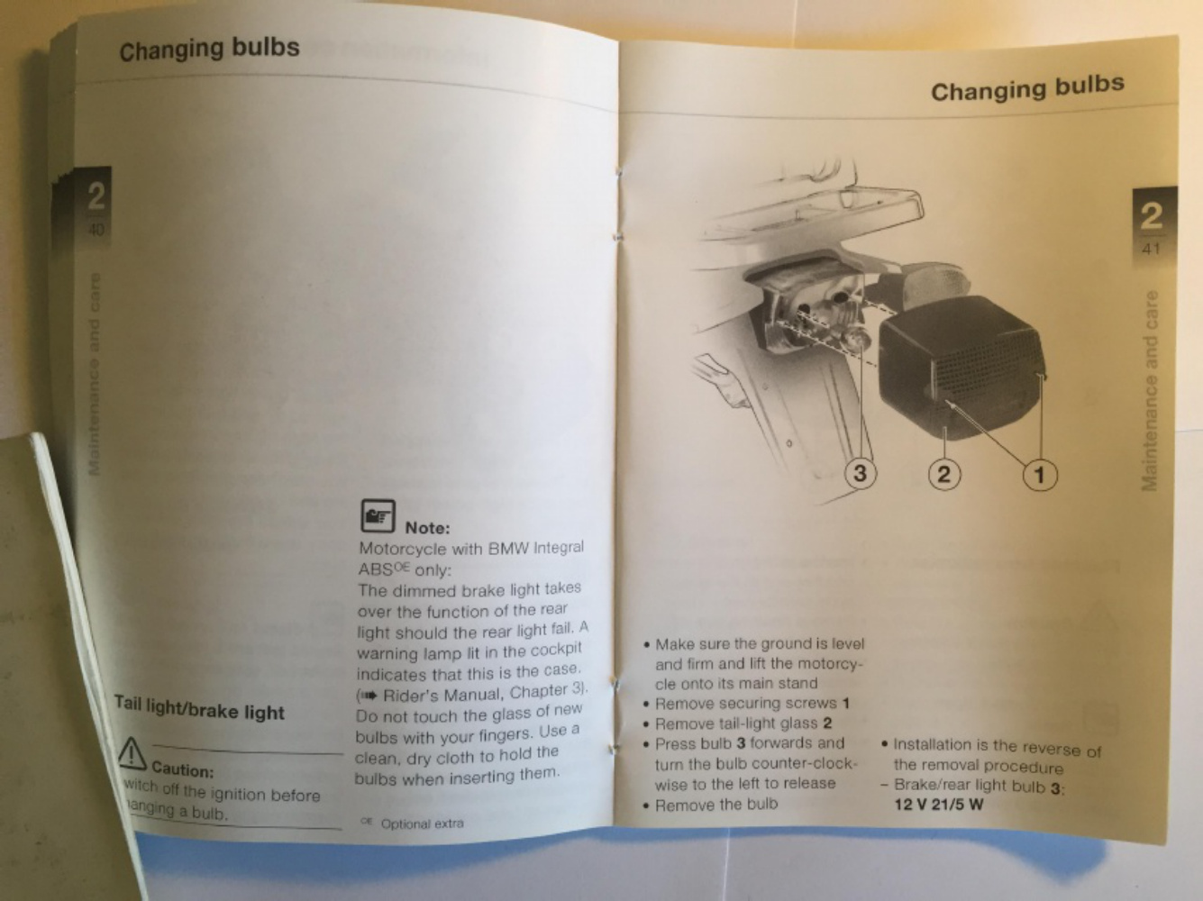Sample 7 of BMW R1150GS Maintenance Instructions Operation & Maintenance Manual (OMM) [PDF]