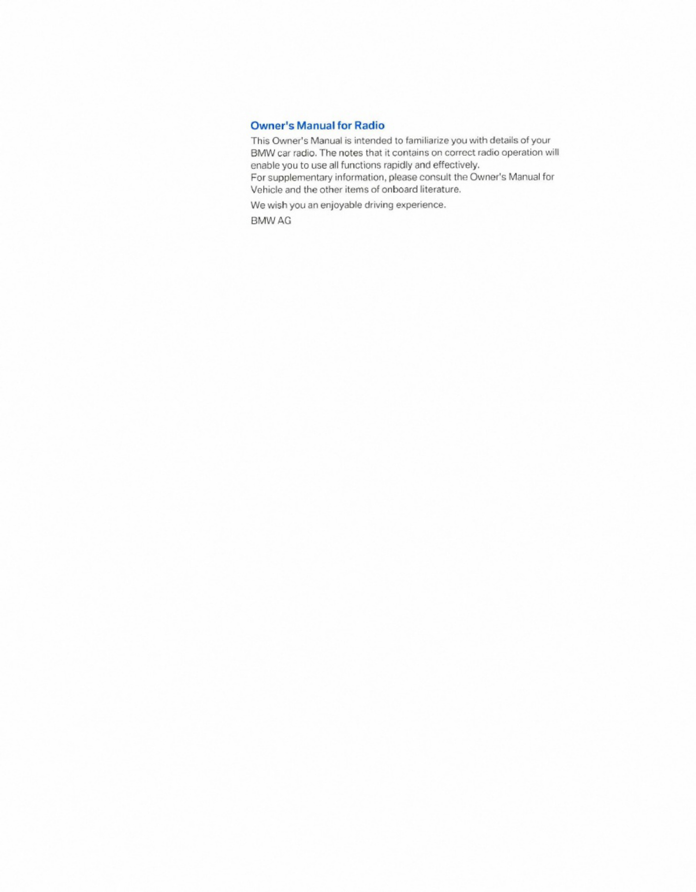 Sample 2 of BMW Z4 Owners Technical Manual [PDF]