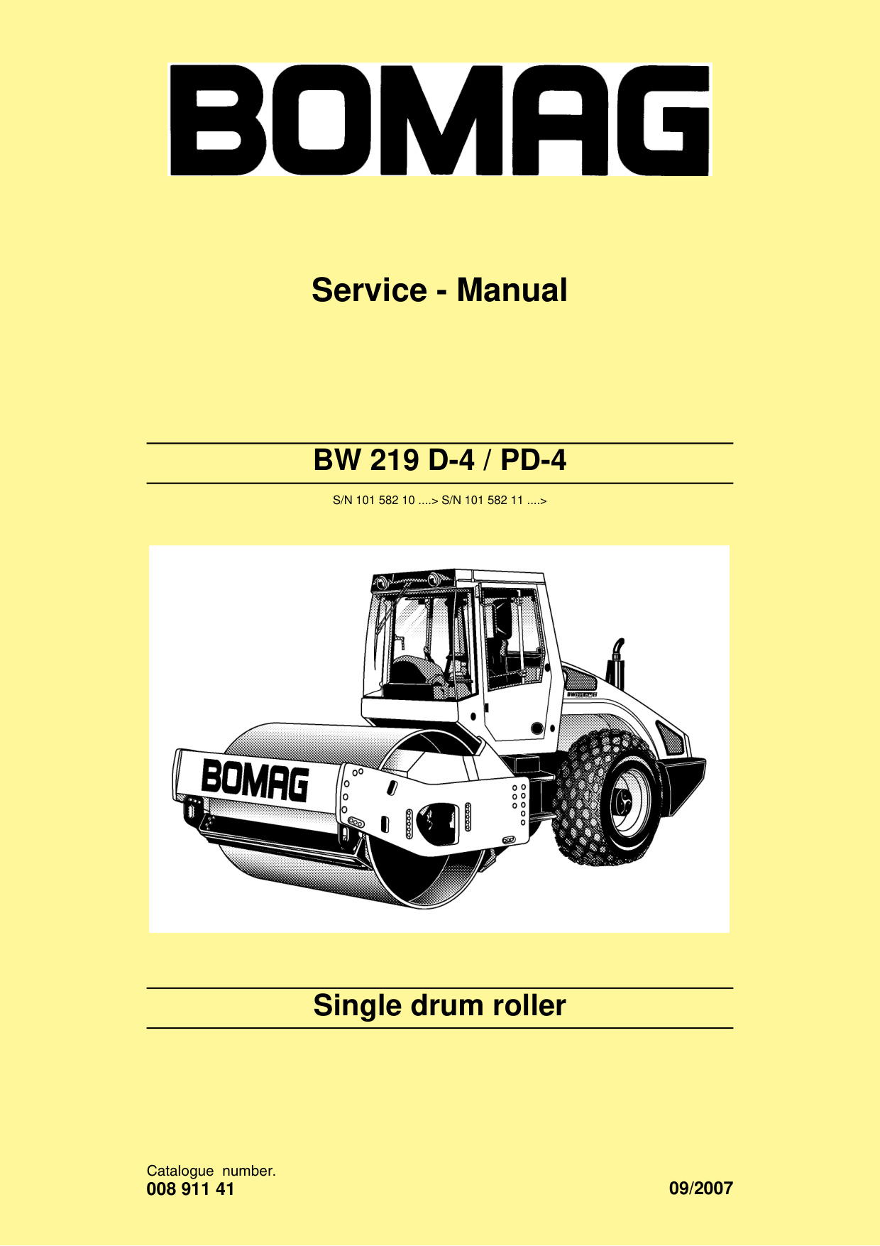 BOMAG 638207093-BW219D-4-T Vibratory Roller Parts Catalog (00891141) [PDF] sample cover