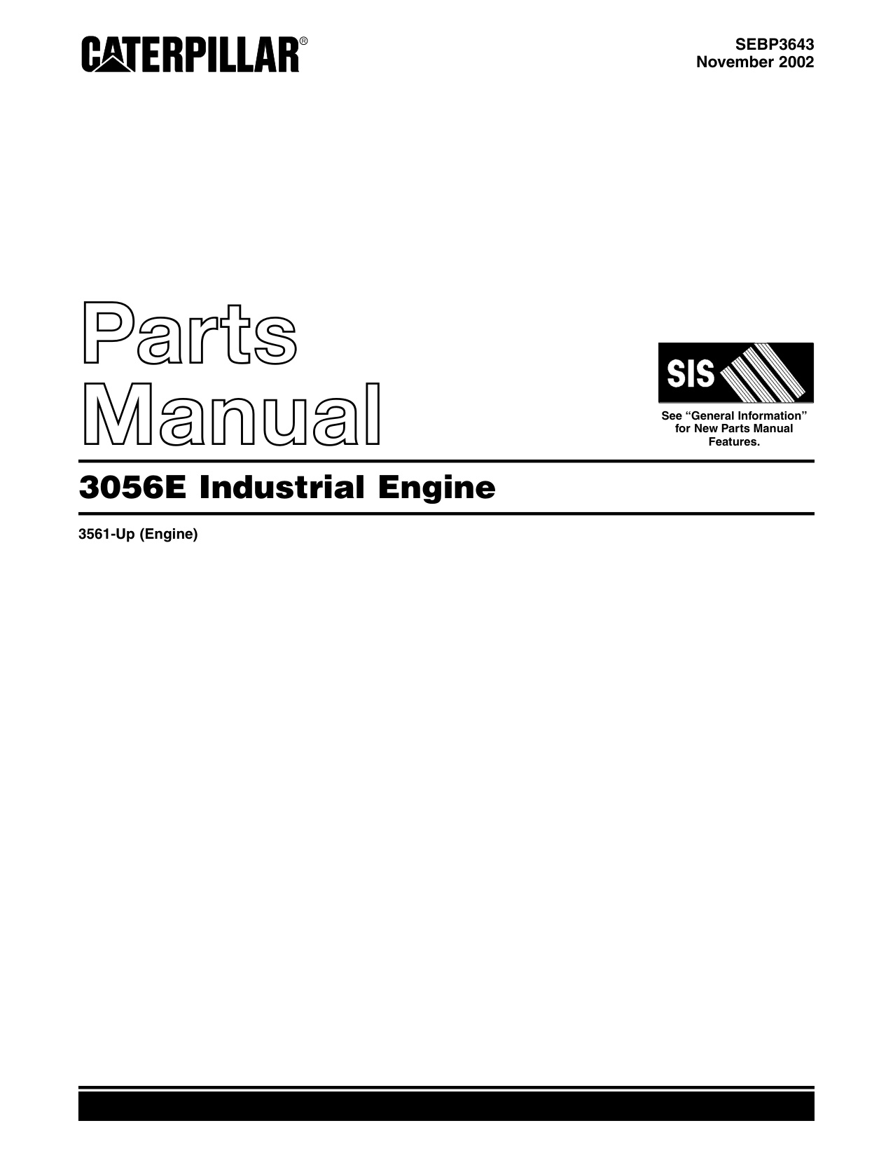 Caterpillar 3056E Industrial Engine Parts Catalog [PDF] cover