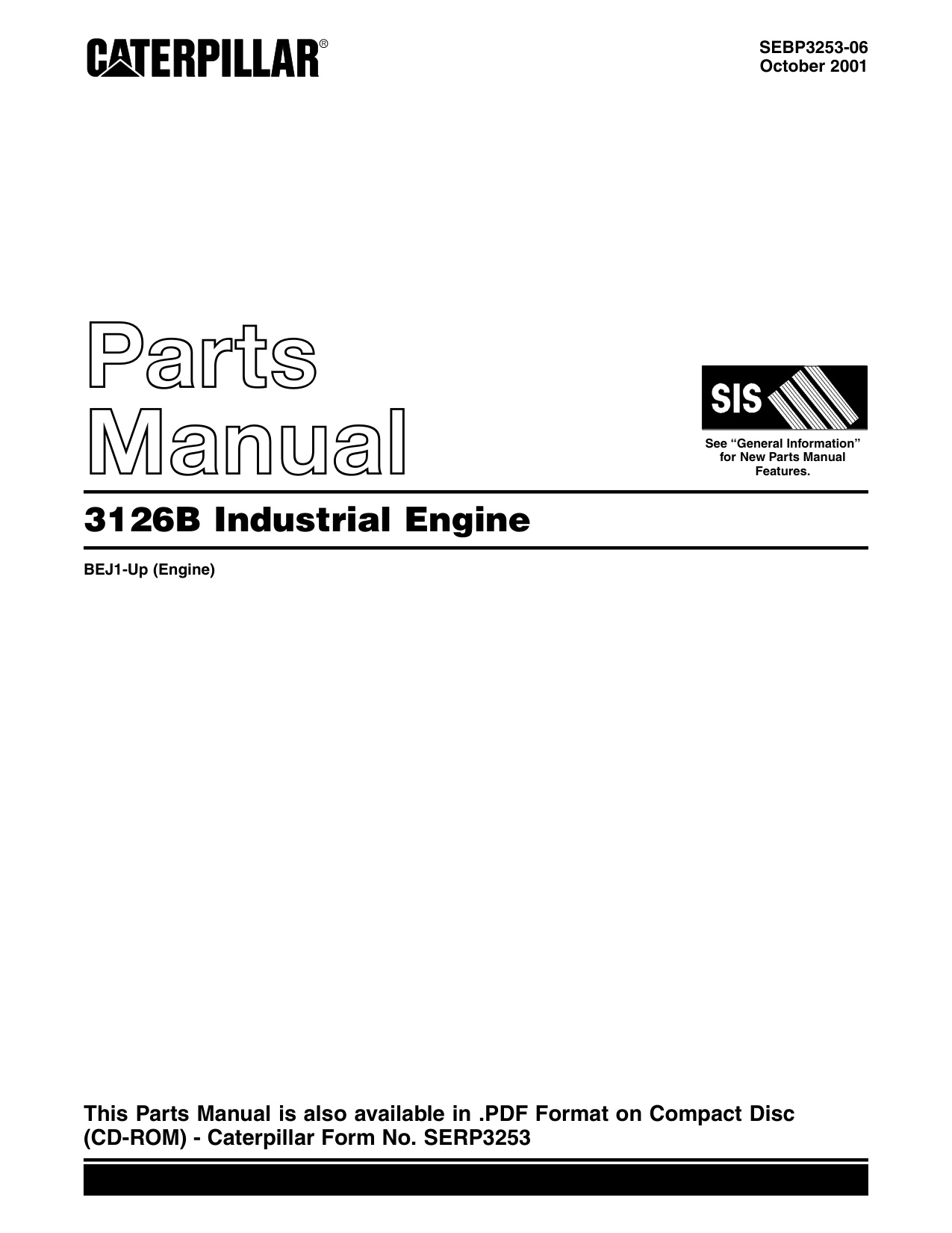 Caterpillar 3126B Industrial Engine Parts Catalog [PDF] cover