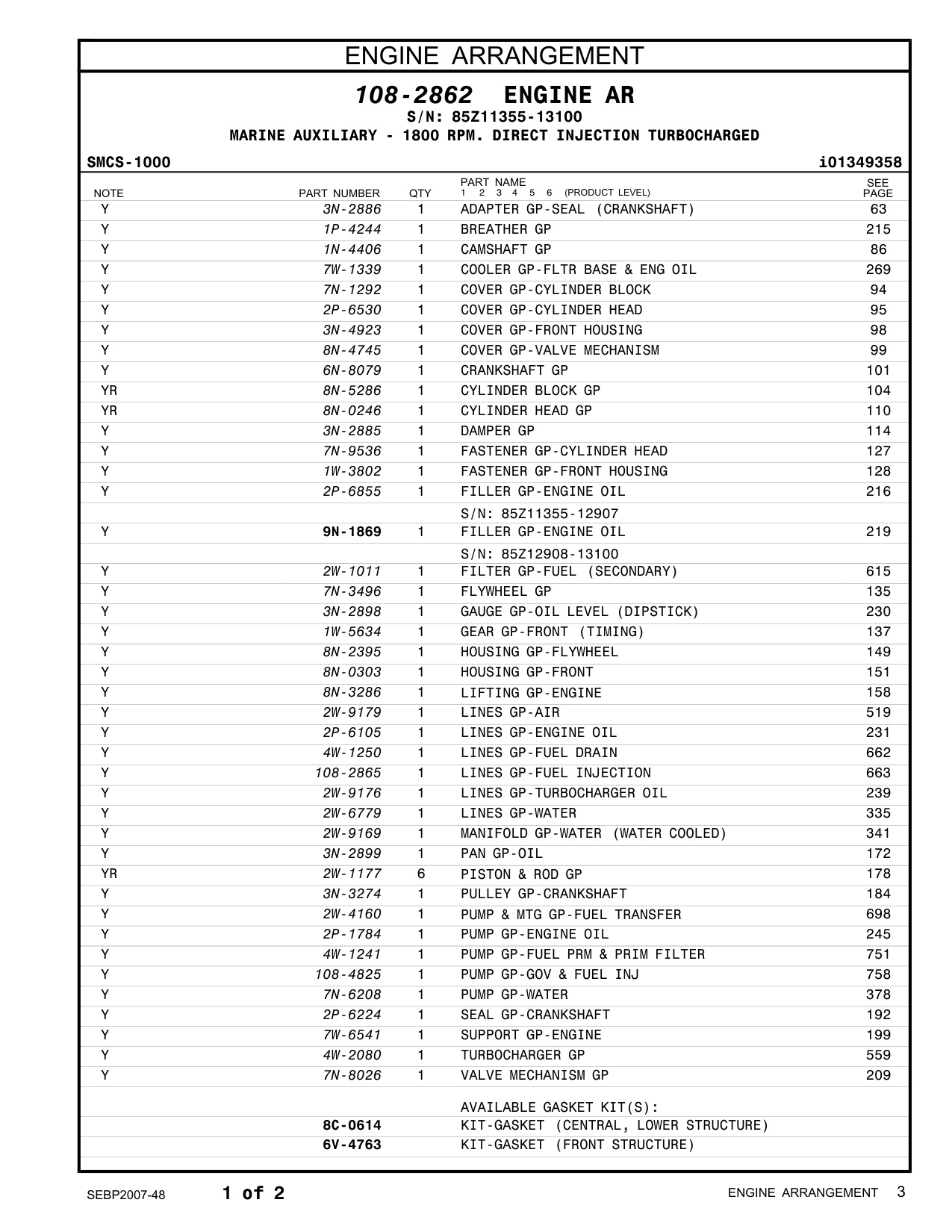 Sample 3 of Caterpillar 3306 Generator Set Heavy Duty Diesel Engine Parts Catalog [PDF]