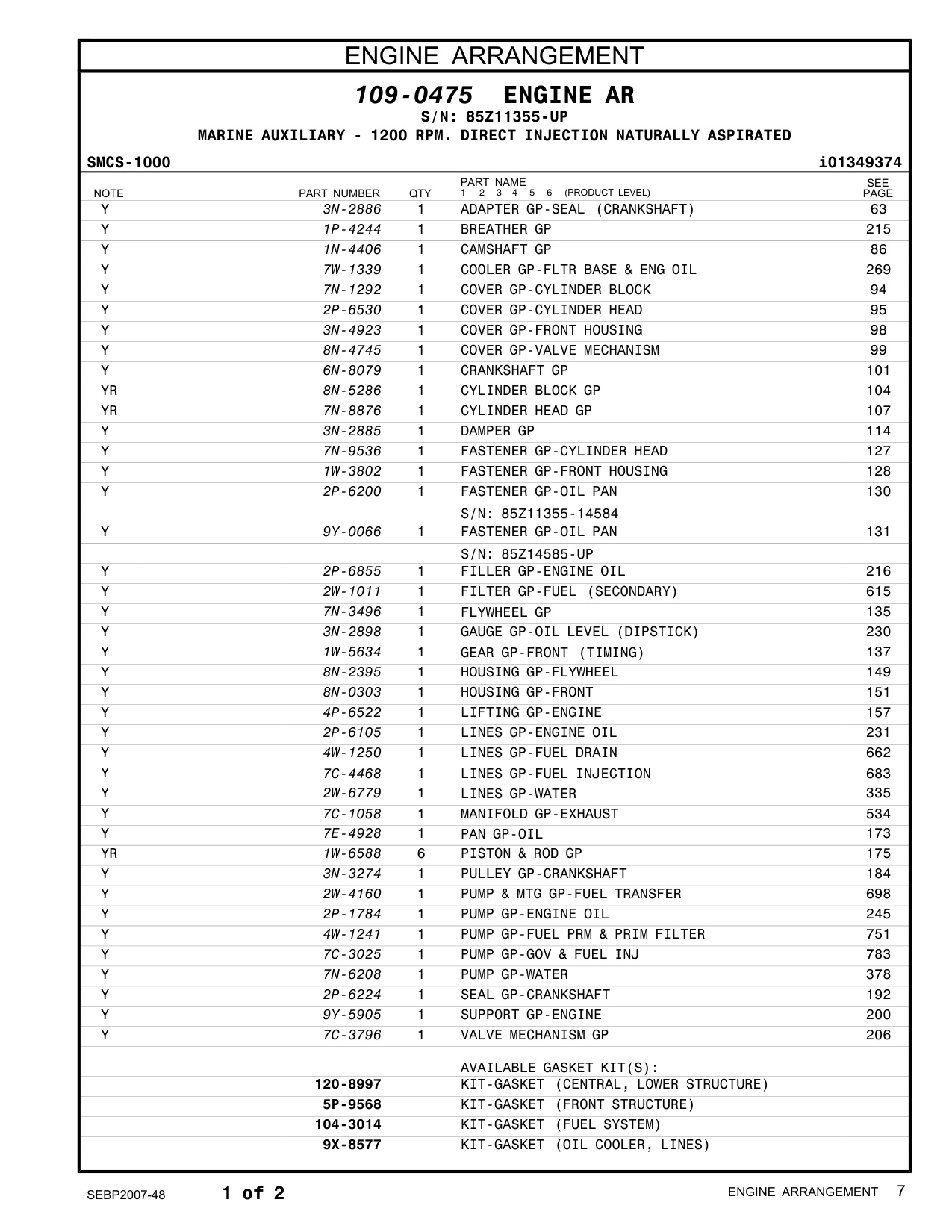 Sample 4 of Caterpillar 3306 Generator Set Heavy Duty Diesel Engine Parts Catalog [PDF]