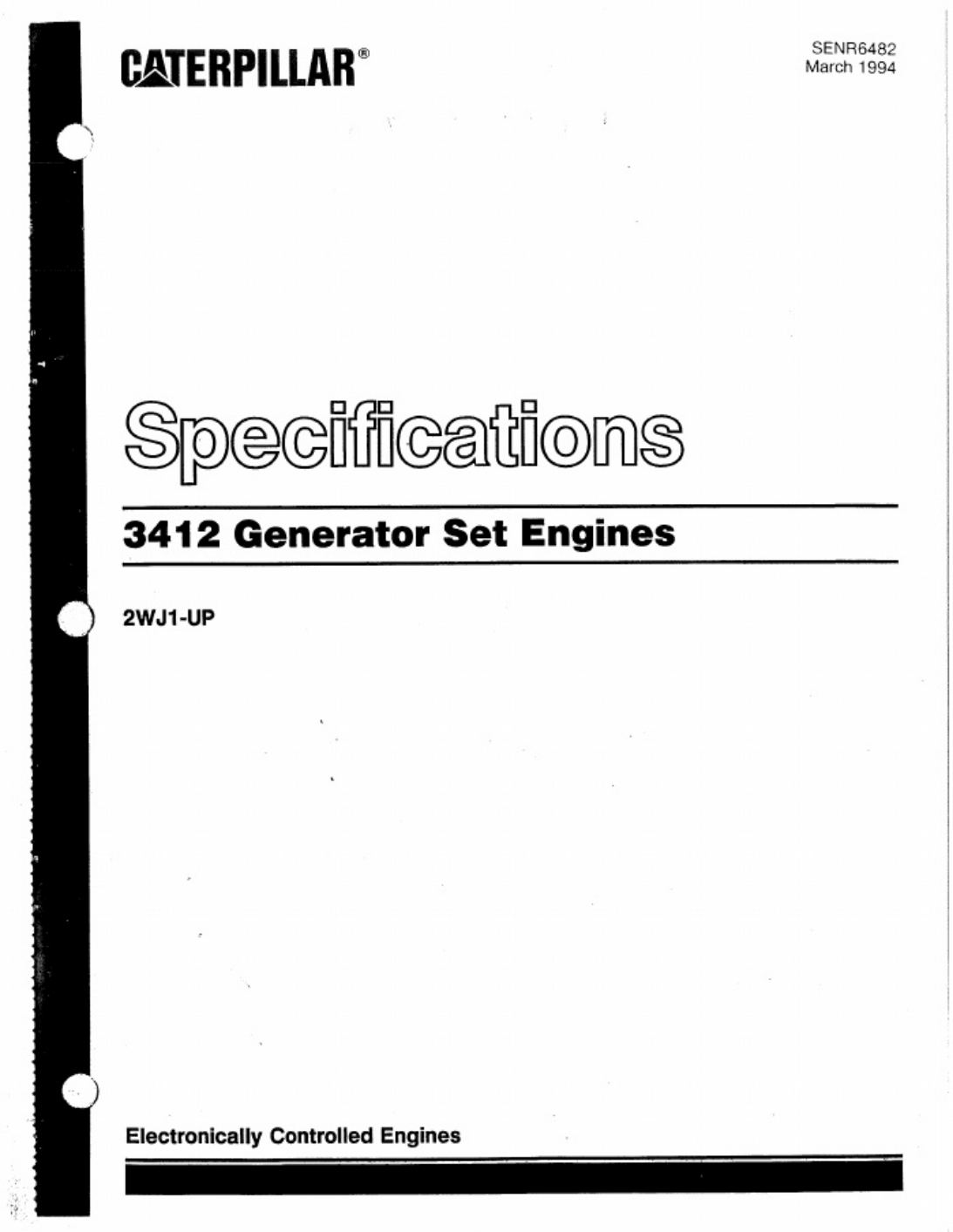 Caterpillar 3412 Specifications Technical Manual [PDF] cover