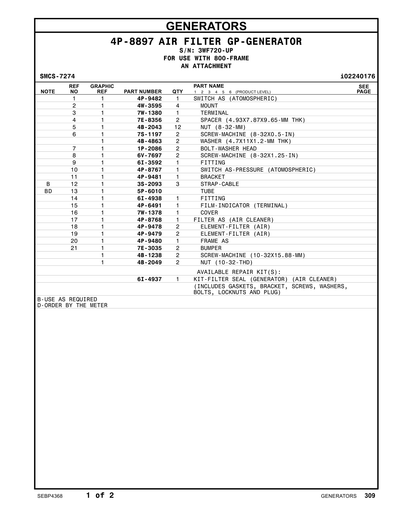 Sample 7 of Caterpillar 3512C Generator Heavy Duty Diesel Engine Parts Catalog [PDF]