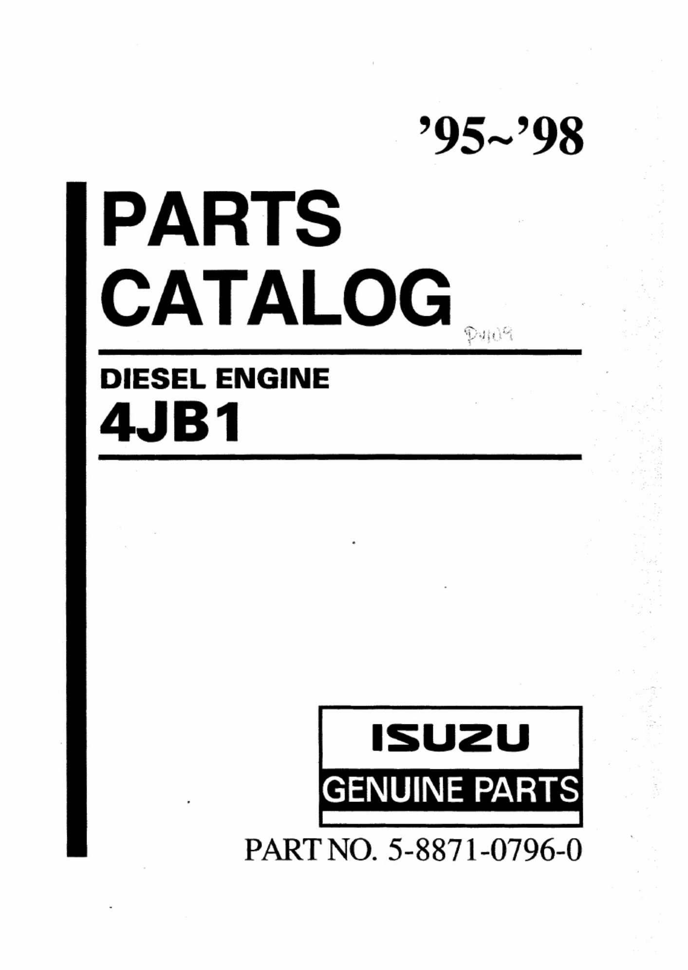 Isuzu 4JB1 Engine Parts Catalog [PDF] cover