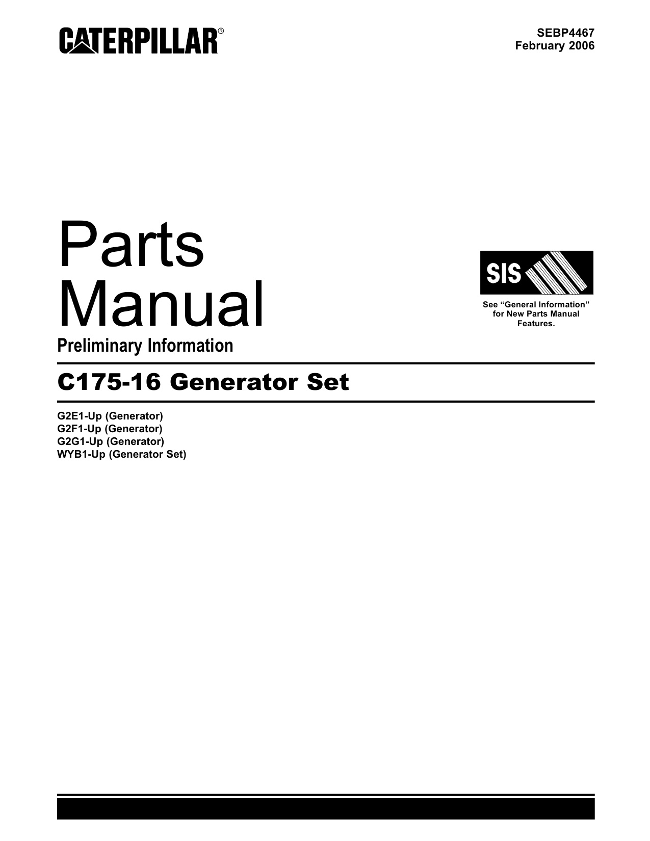 Caterpillar C175-16 Generator Set Heavy Duty Diesel Engine Parts Catalog [PDF] cover