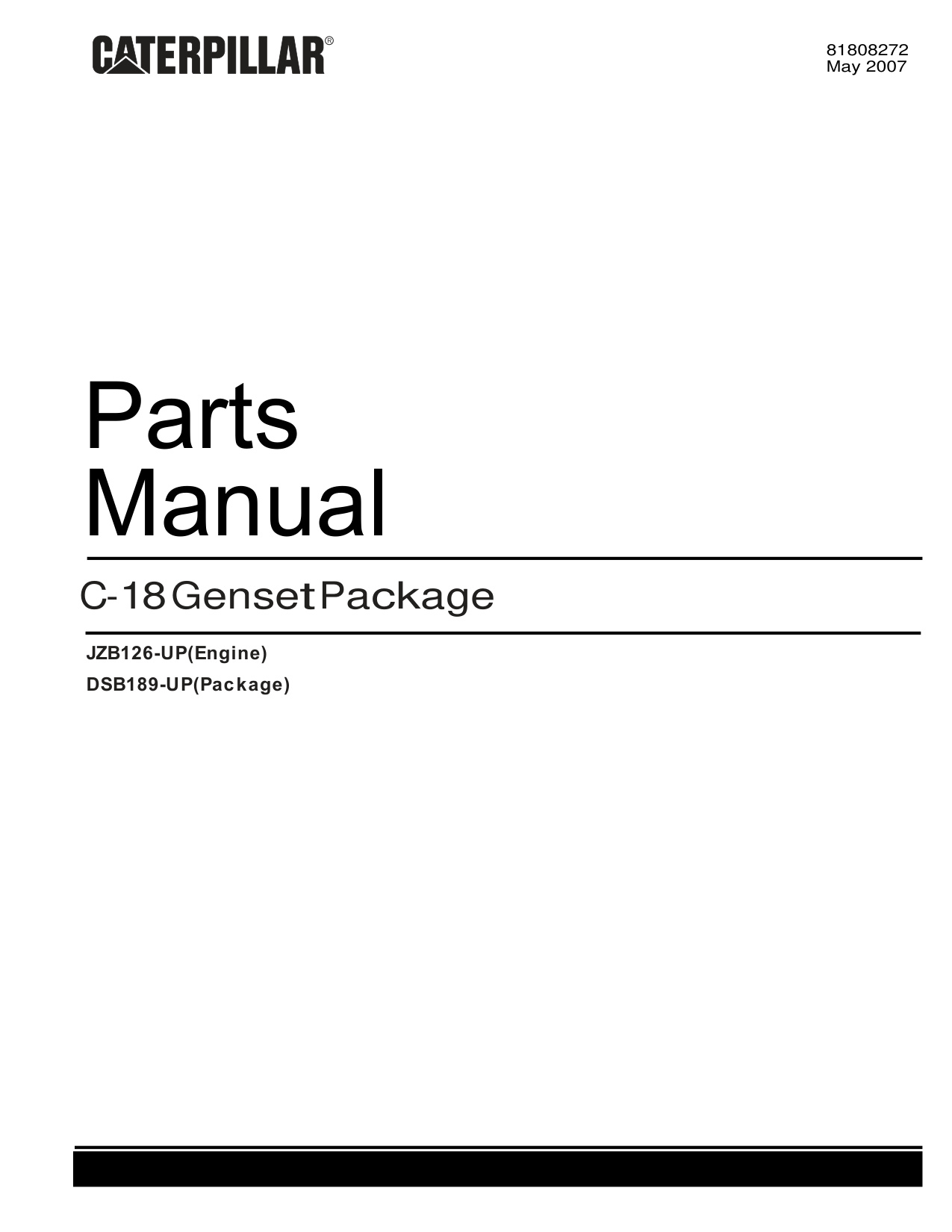 Caterpillar C18 Genset Heavy Duty Diesel Engine Parts Catalog [PDF] cover