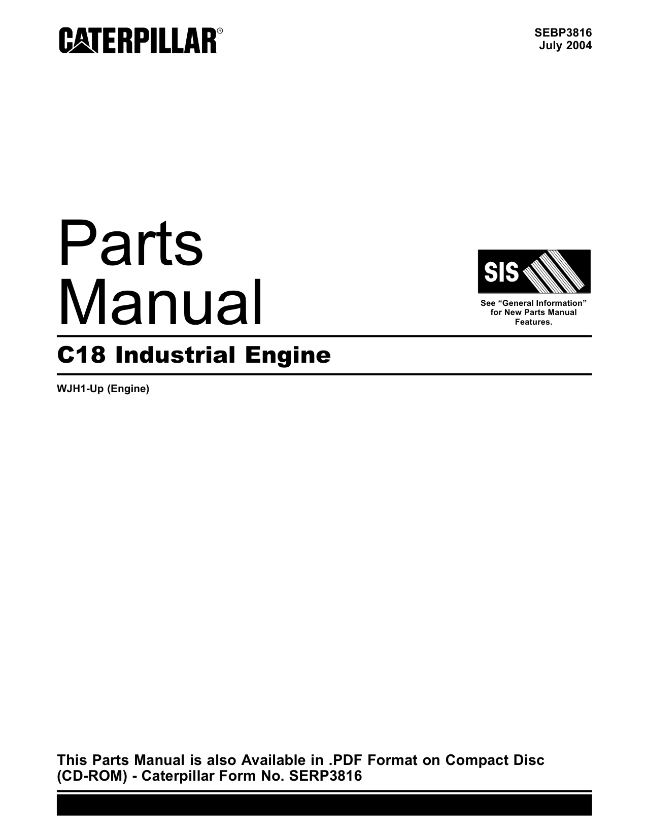 Caterpillar C18 Industrial Engine Parts Catalog [PDF] cover
