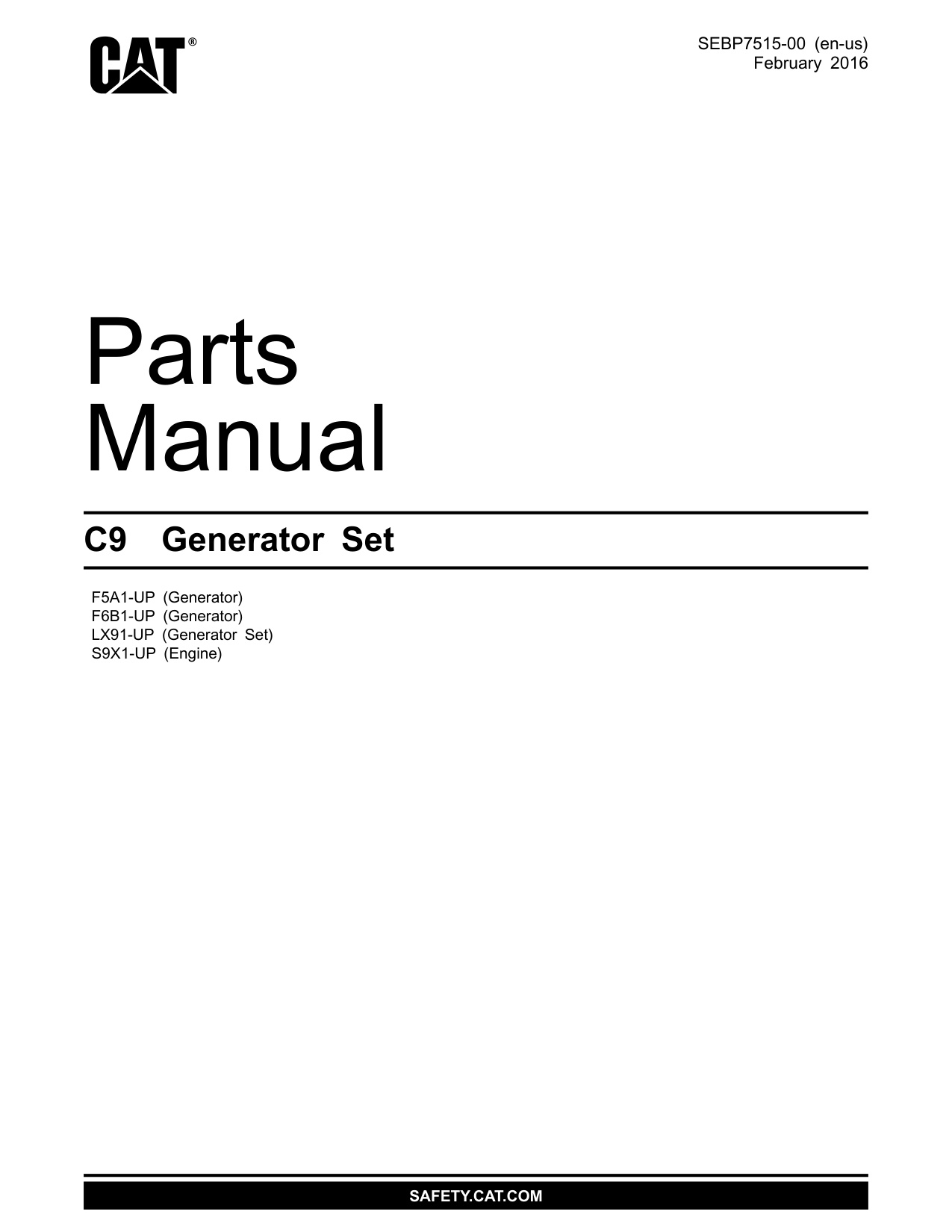 Caterpillar C9 Generator Set Heavy Duty Diesel Engine Parts Catalog [PDF] cover
