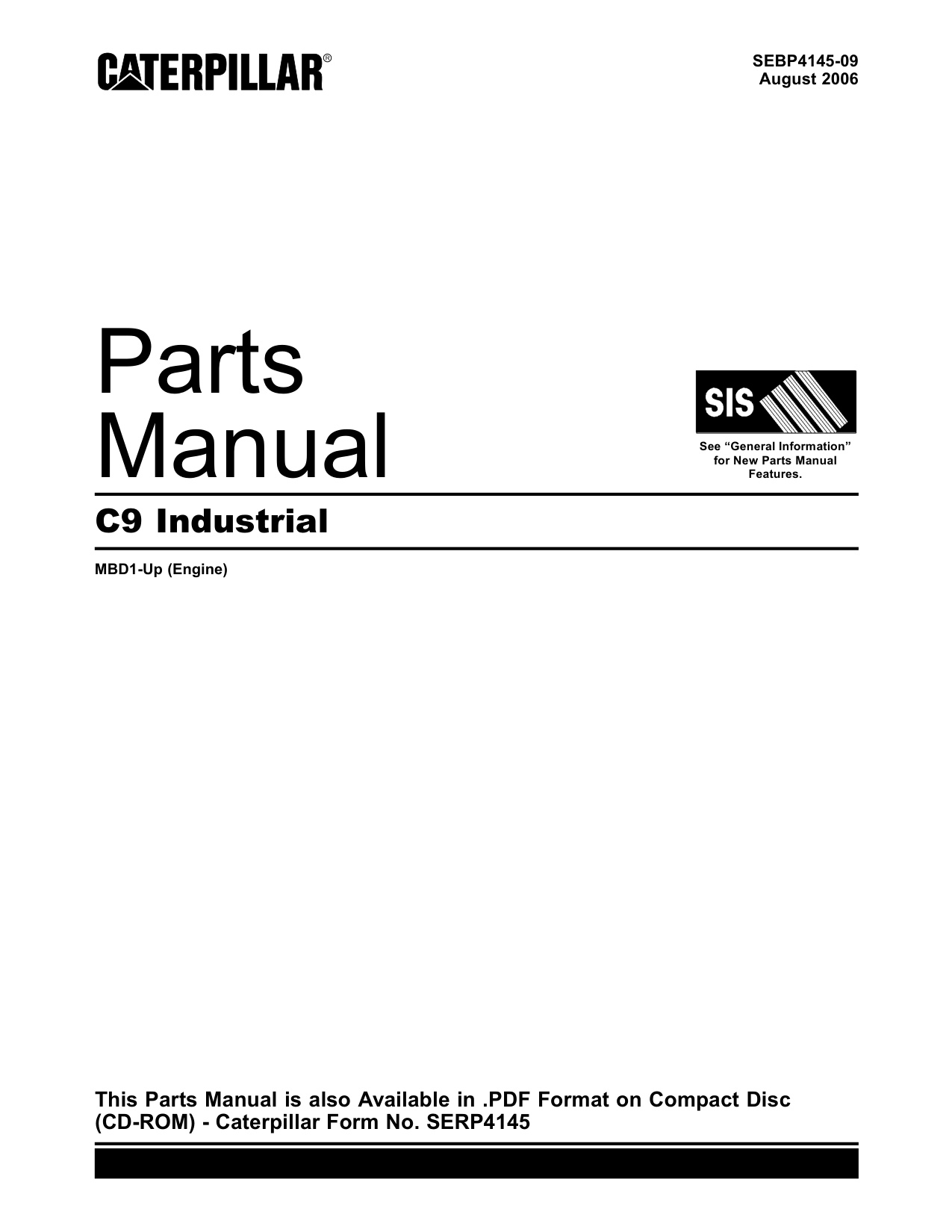 Caterpillar C9 Industrial Heavy Duty Diesel Engine Parts Catalog [PDF] cover