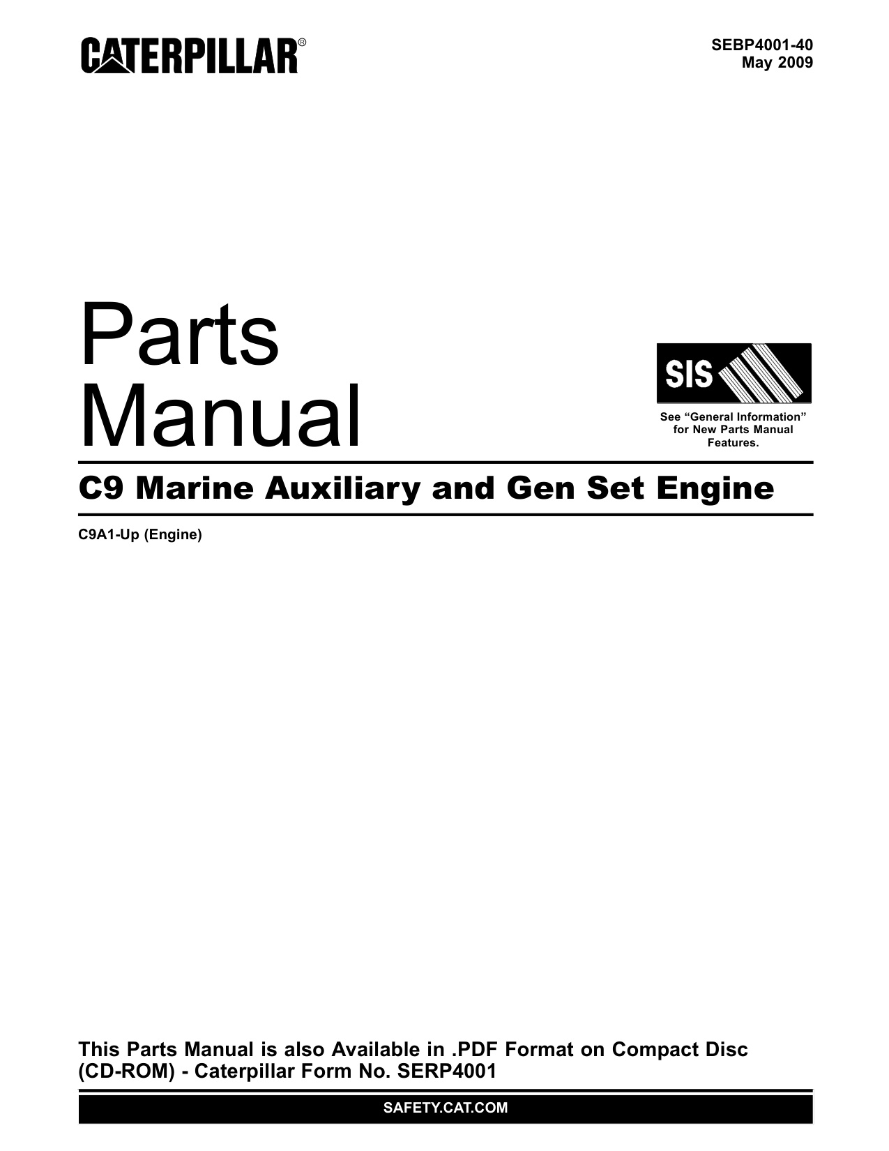 Caterpillar C9 Marine Heavy Duty Diesel Engine Parts Catalog [PDF] cover