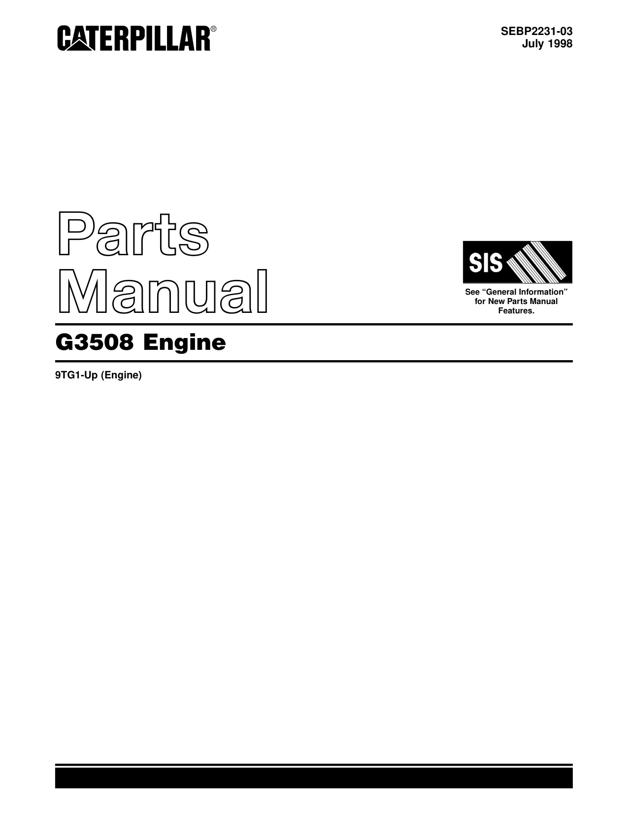 Caterpillar G3508 Engine Parts Catalog [PDF] cover