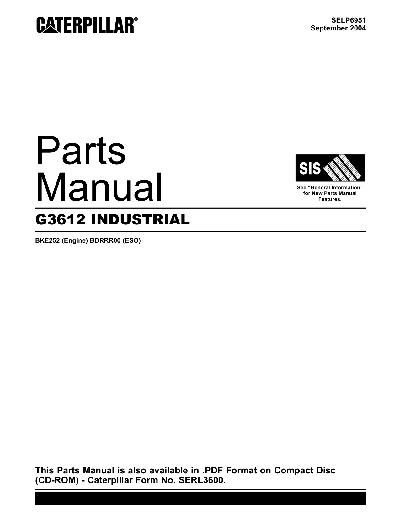Caterpillar G3612 Industrial Engine Parts Catalog [PDF] cover