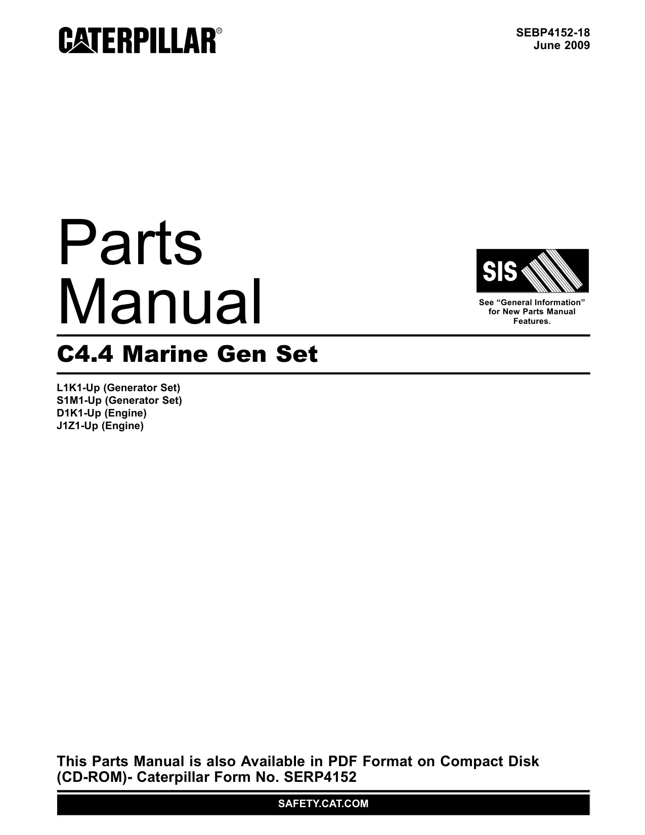 Caterpillar C4 4 Heavy Duty Diesel Engine Parts Catalog [PDF] cover