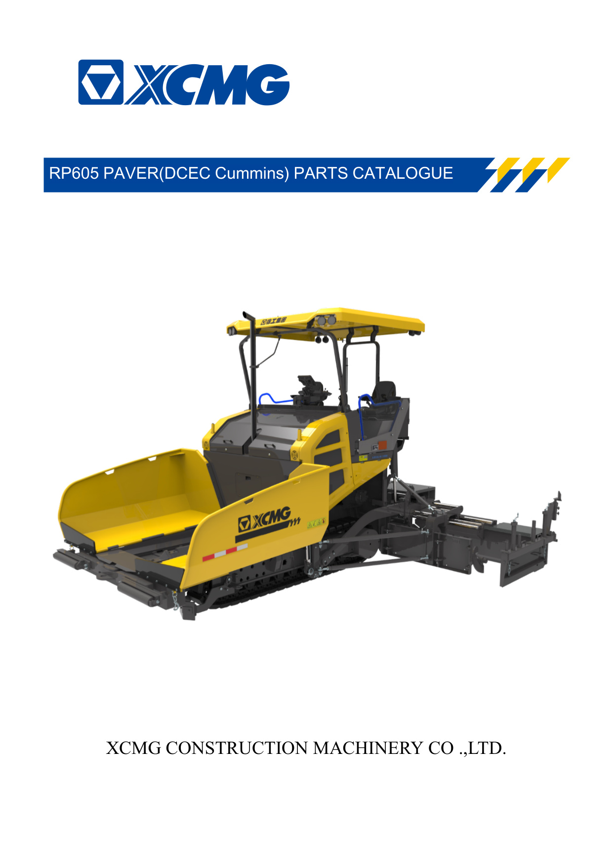 XCMG RP605 Paver Parts Catalog [PDF] sample cover
