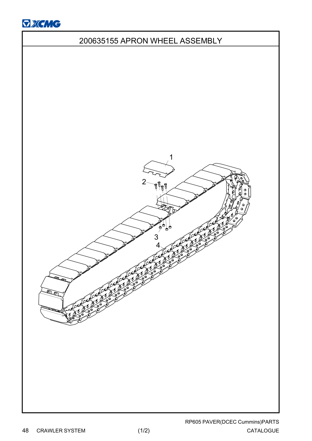 Sample 3 of XCMG RP605 Paver Parts Catalog [PDF]
