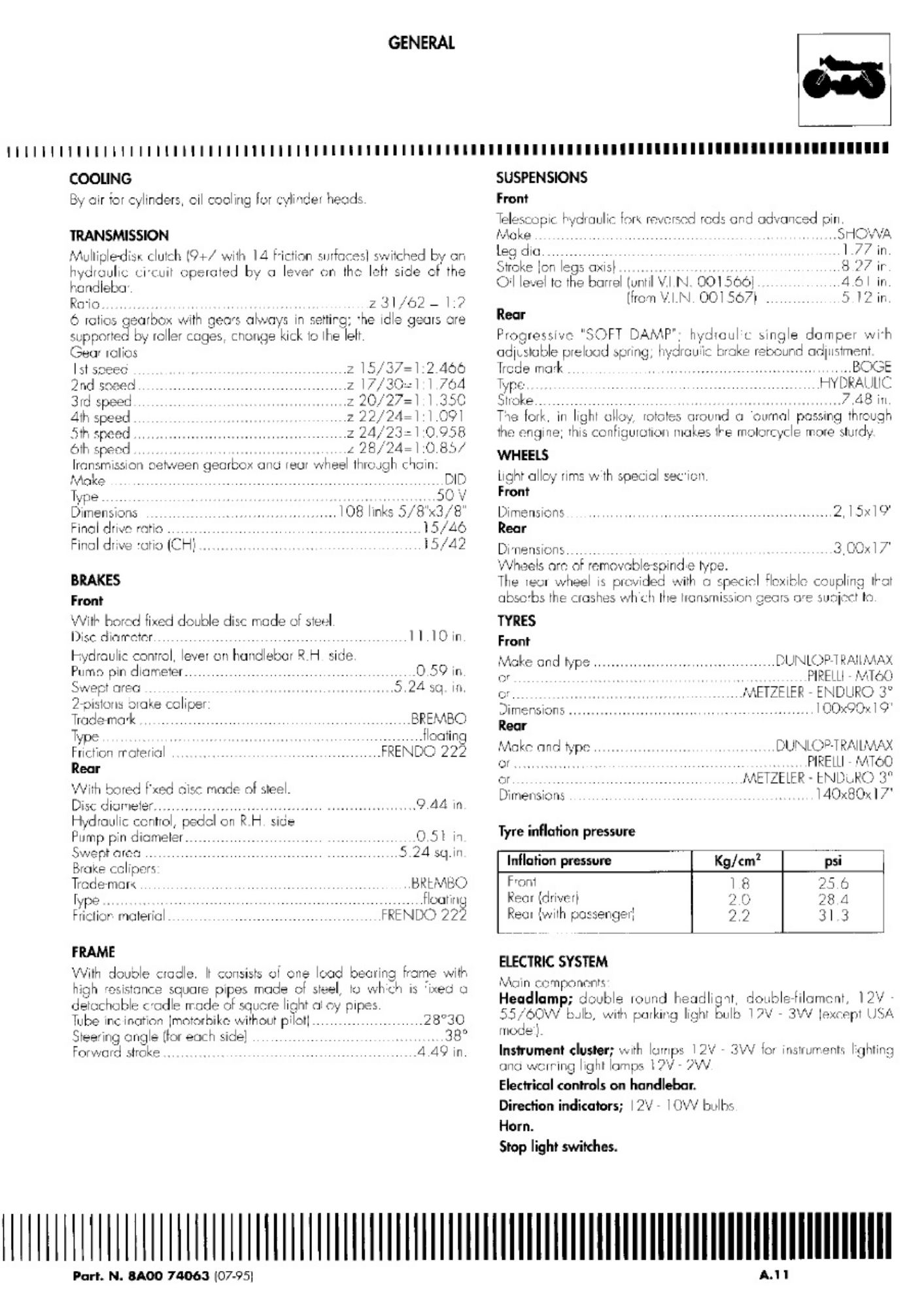 PDF page 300 of Ducati Cagiva Elefant 900 93 Workshop Service Manual [PDF]