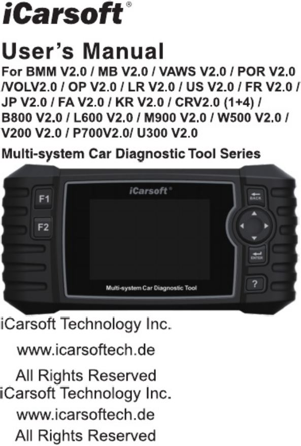 BMW Manual Escaner Icarsoft Pro PDF Technical Manual [PDF] cover
