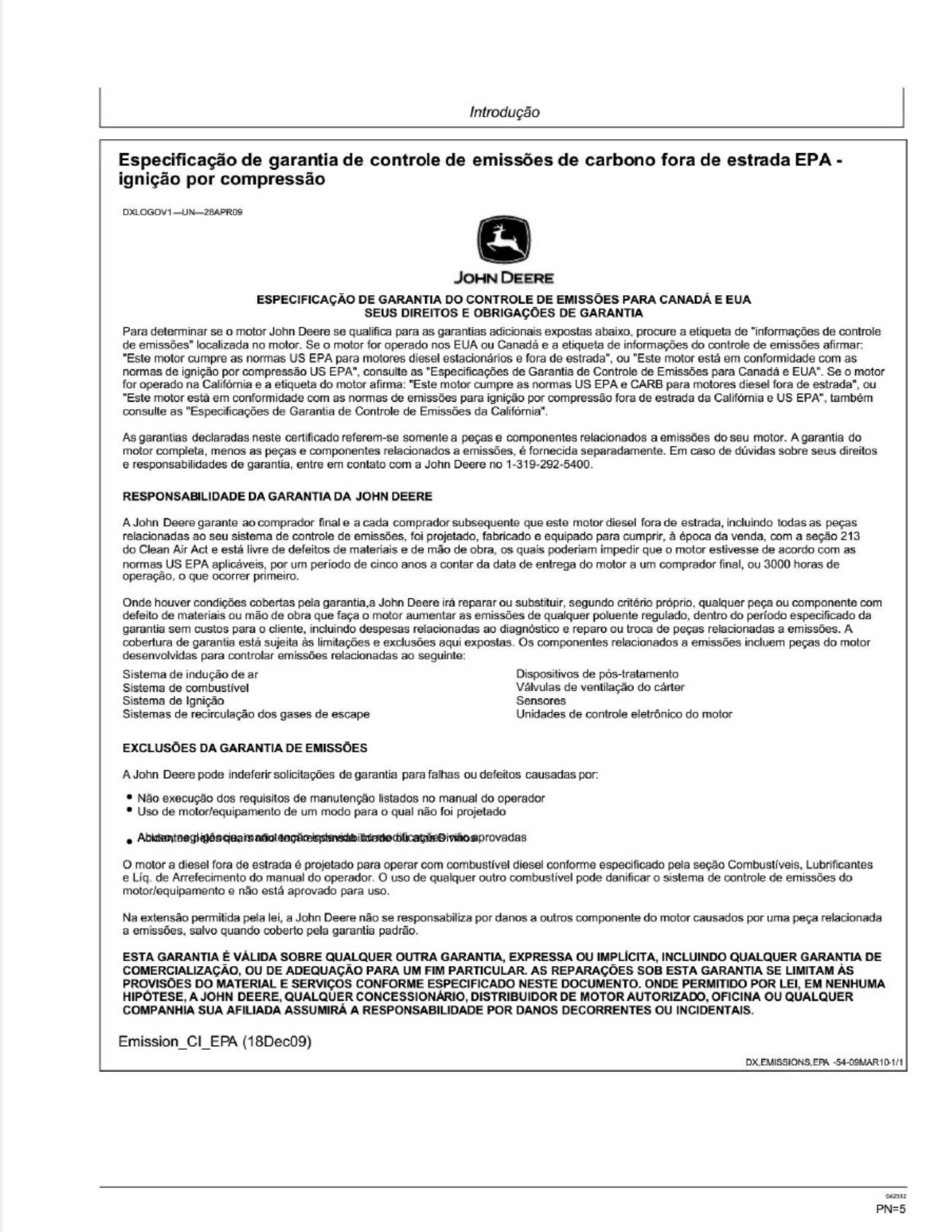 PDF page 5 of John Deere Manual de Operador 310K Technical Manual [PDF]