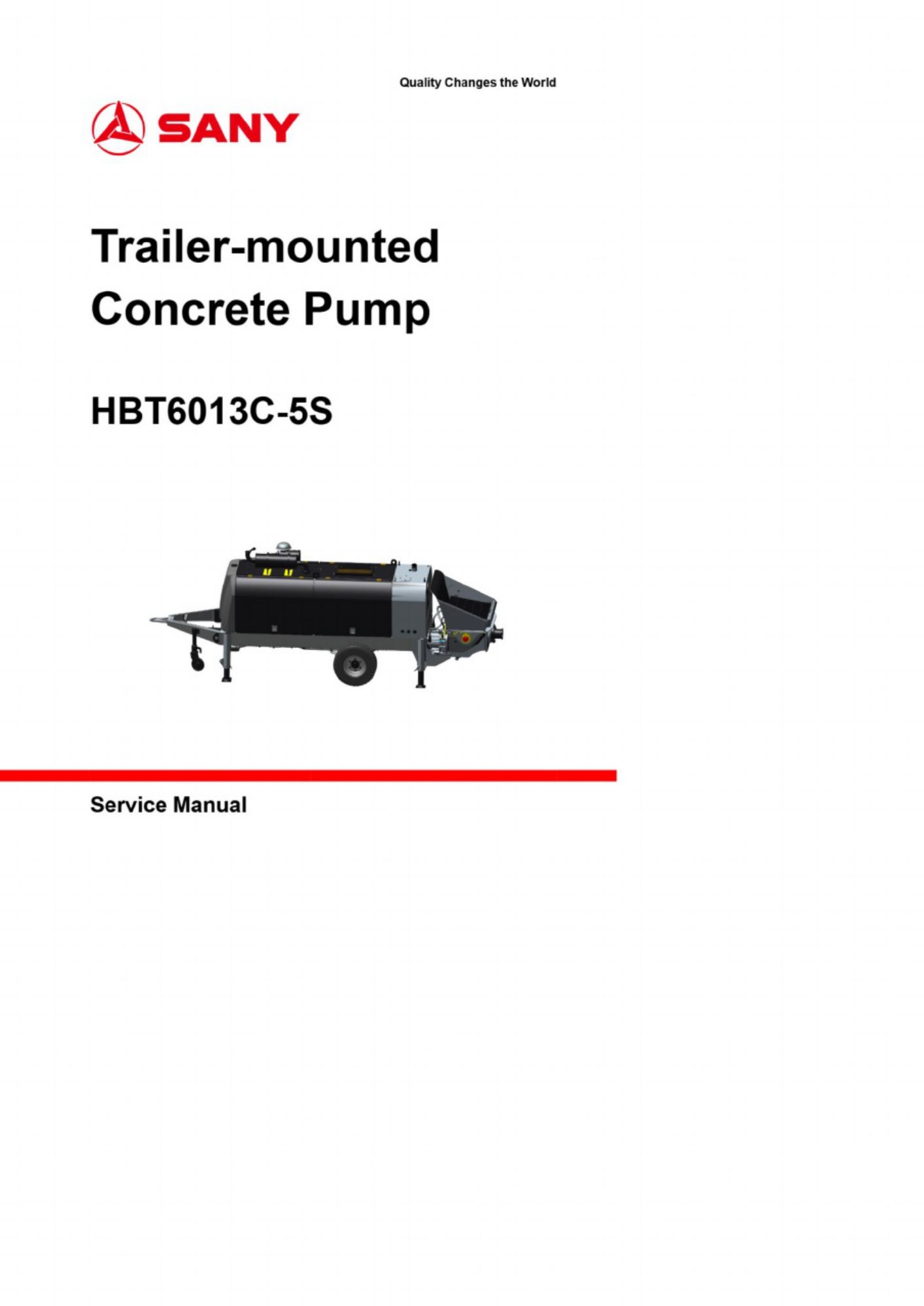 Sany Heavy HBT6013C-5S Concrete Pump Workshop Service Manual [PDF] sample cover