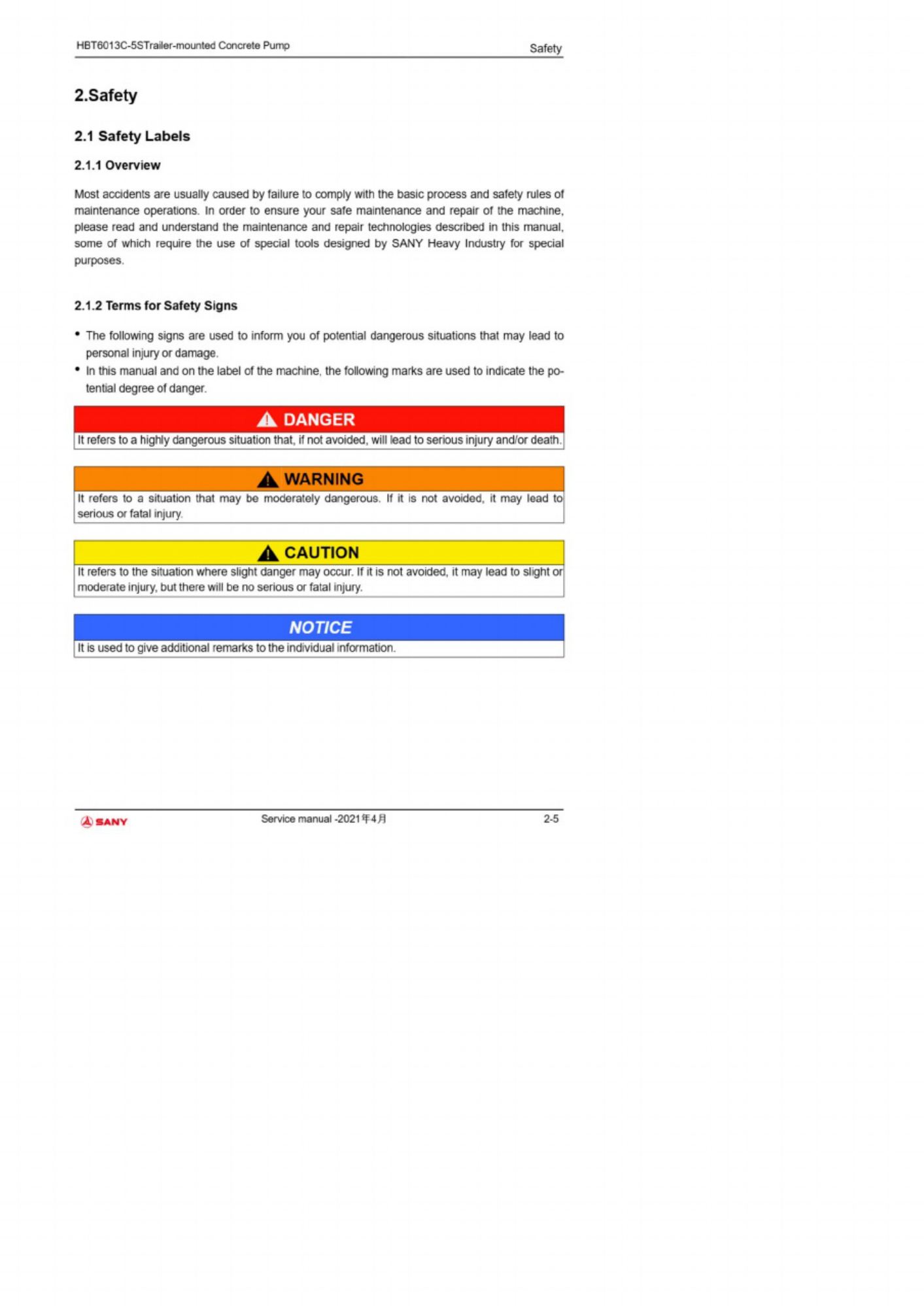 PDF page 49 of Sany Heavy HBT6013C-5S Concrete Pump Workshop Service Manual [PDF]