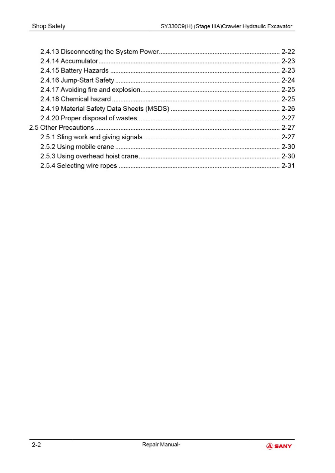 PDF page 58 of Sany Heavy 330 Sany Technical Manual [PDF]