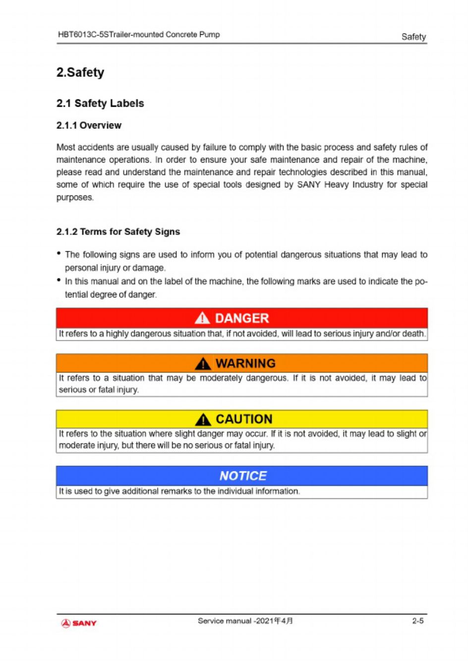 PDF page 49 of Sany Heavy Hbt6013c Shop Technical Manual [PDF]