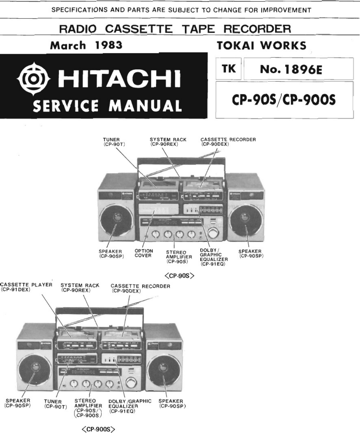 Hitachi CP 90 S Workshop Service Manual [PDF] cover