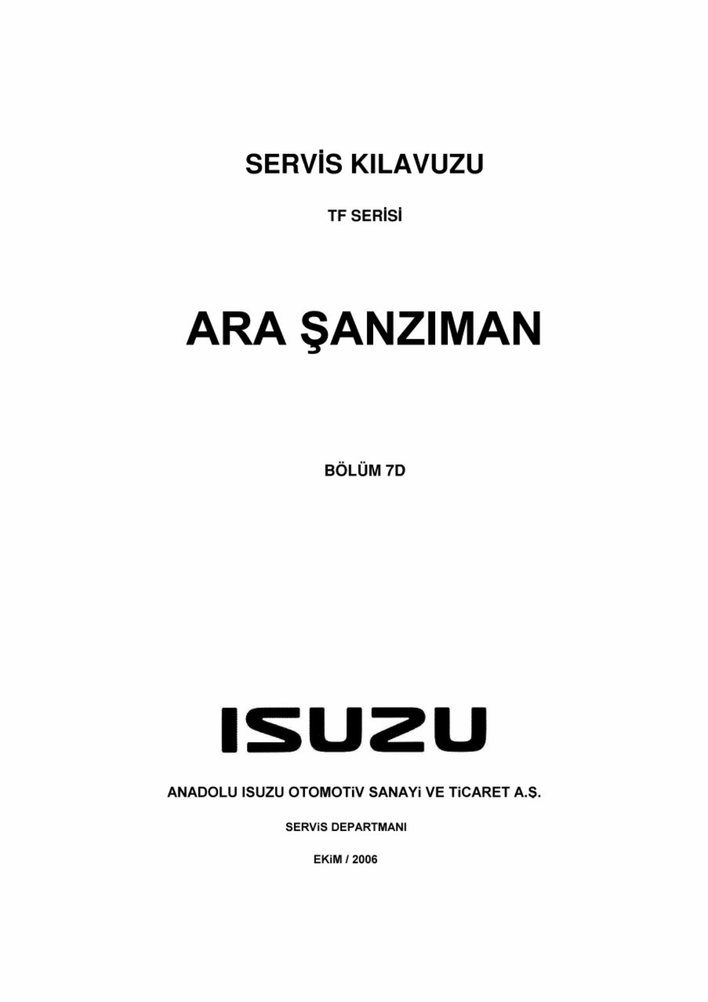 Isuzu Dmax Workshop Service Manual [PDF] sample cover