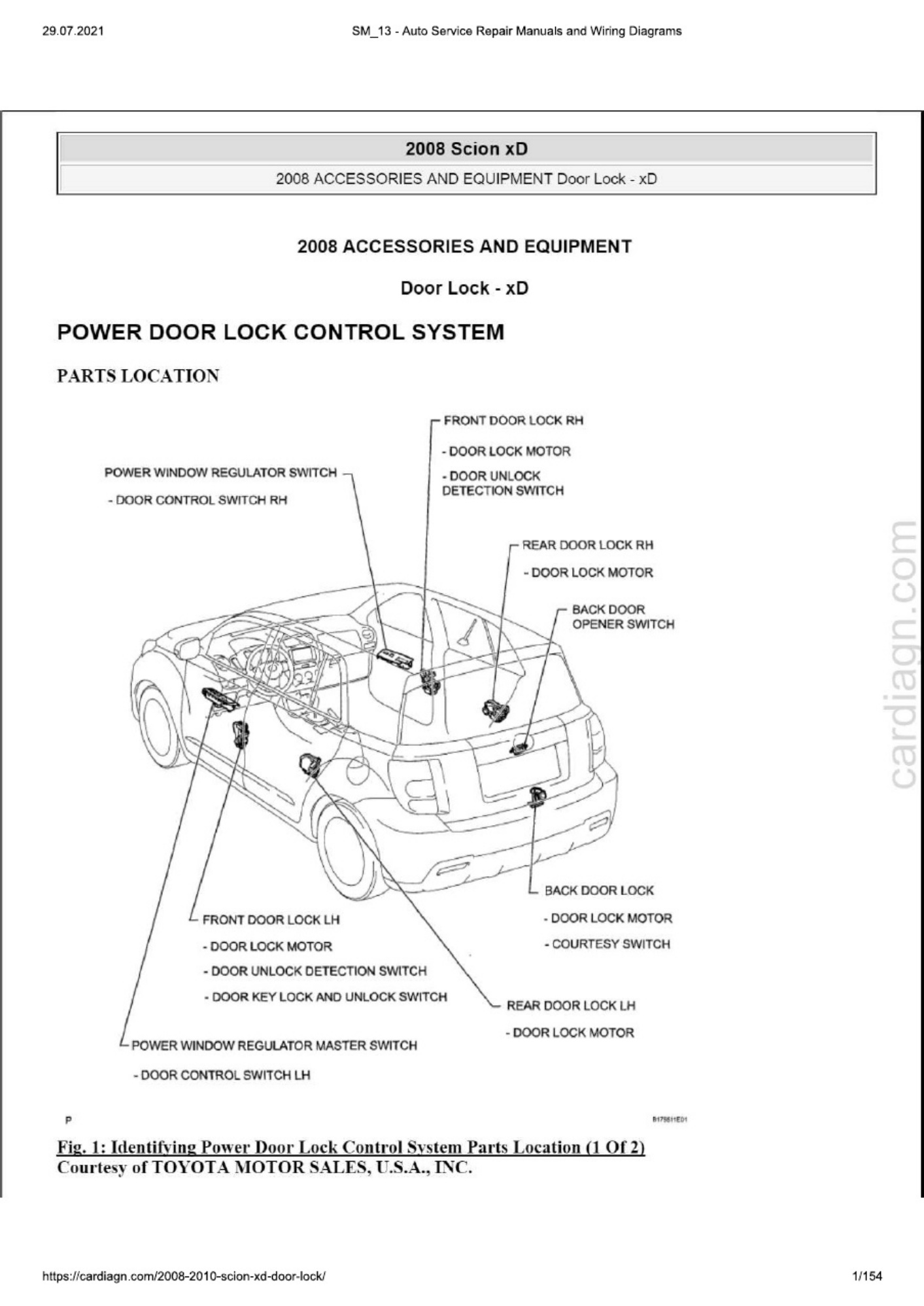 Technical Document 2008-2010 Door Lock Technical Manual [PDF] cover