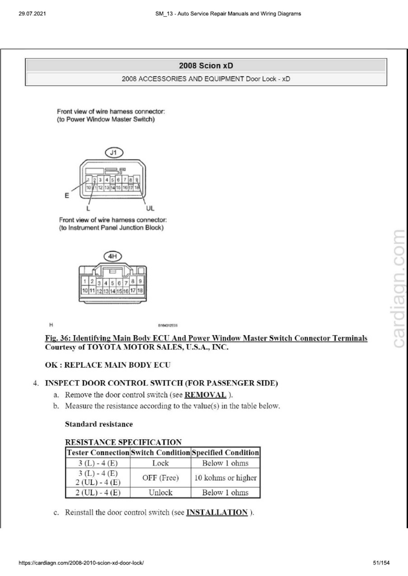 Sample 4 of Technical Document 2008-2010 Door Lock Technical Manual [PDF]