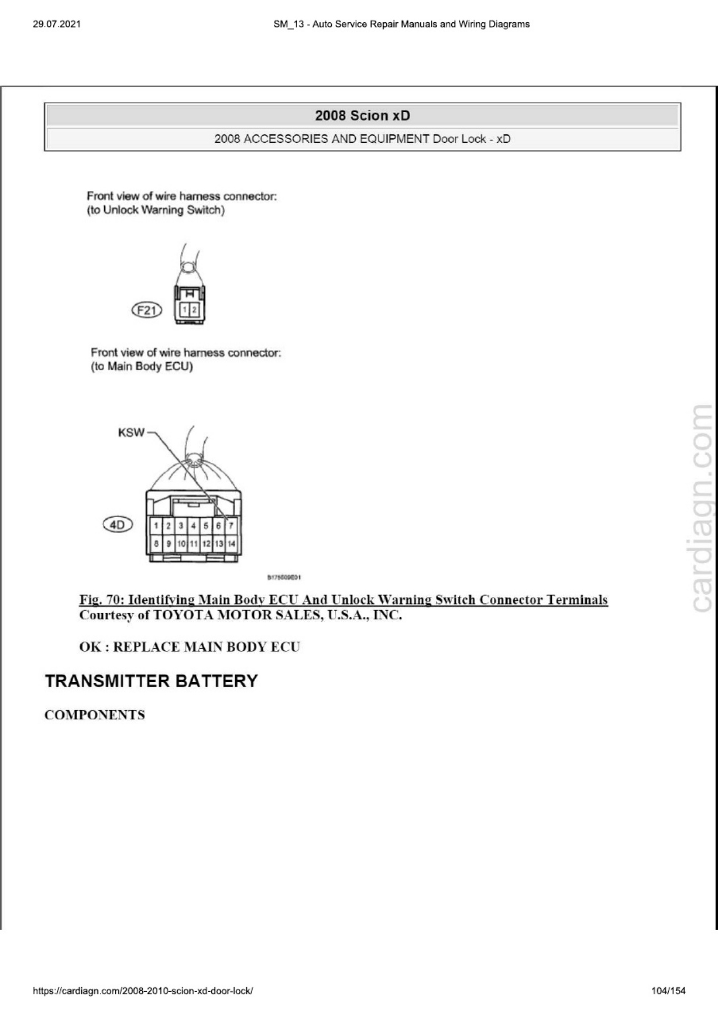 Sample 7 of Technical Document 2008-2010 Door Lock Technical Manual [PDF]