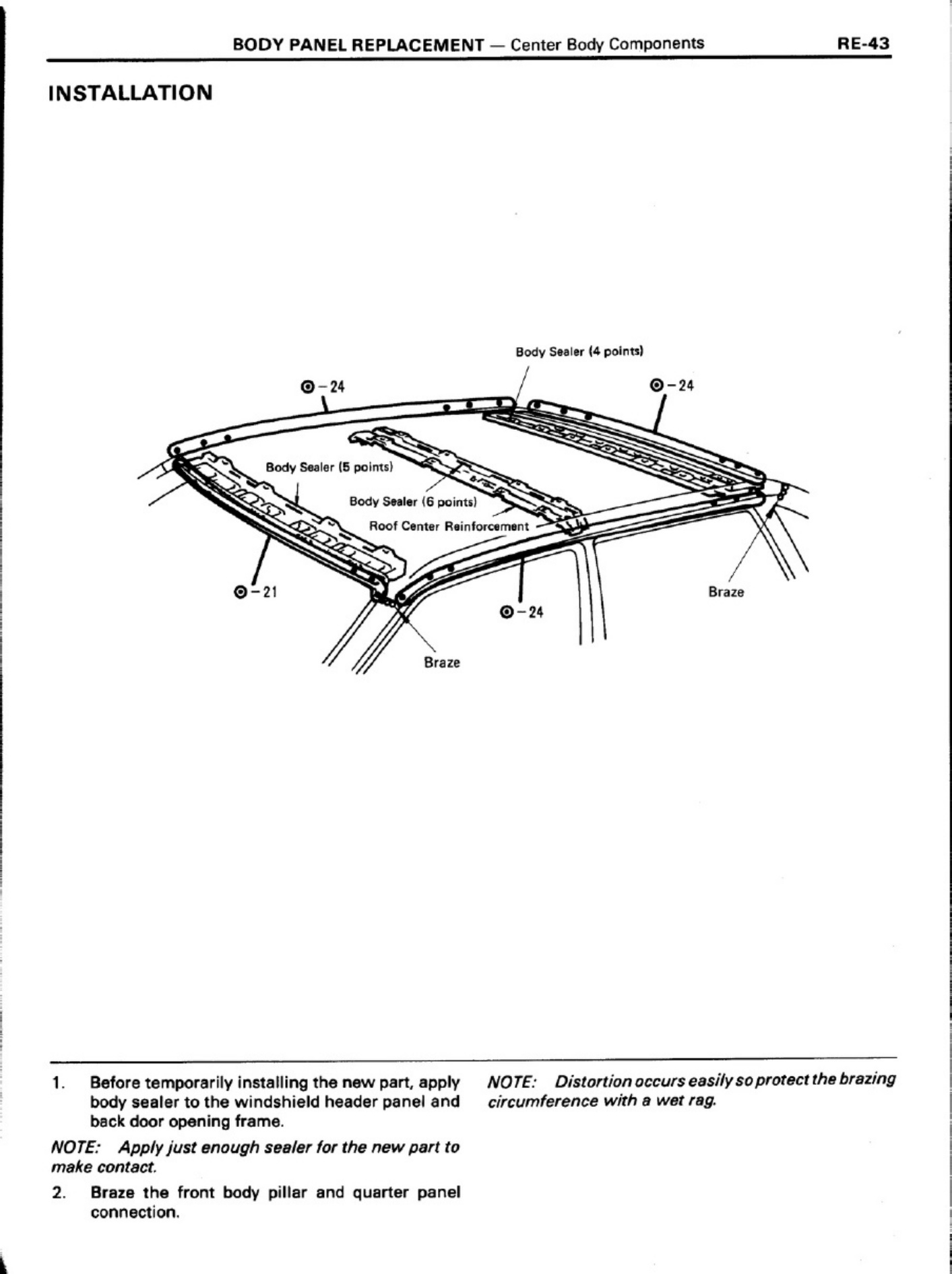 Sample 5 of Technical Document AE80 AE82 AE86 Collision Damage Workshop Service Manual [PDF]