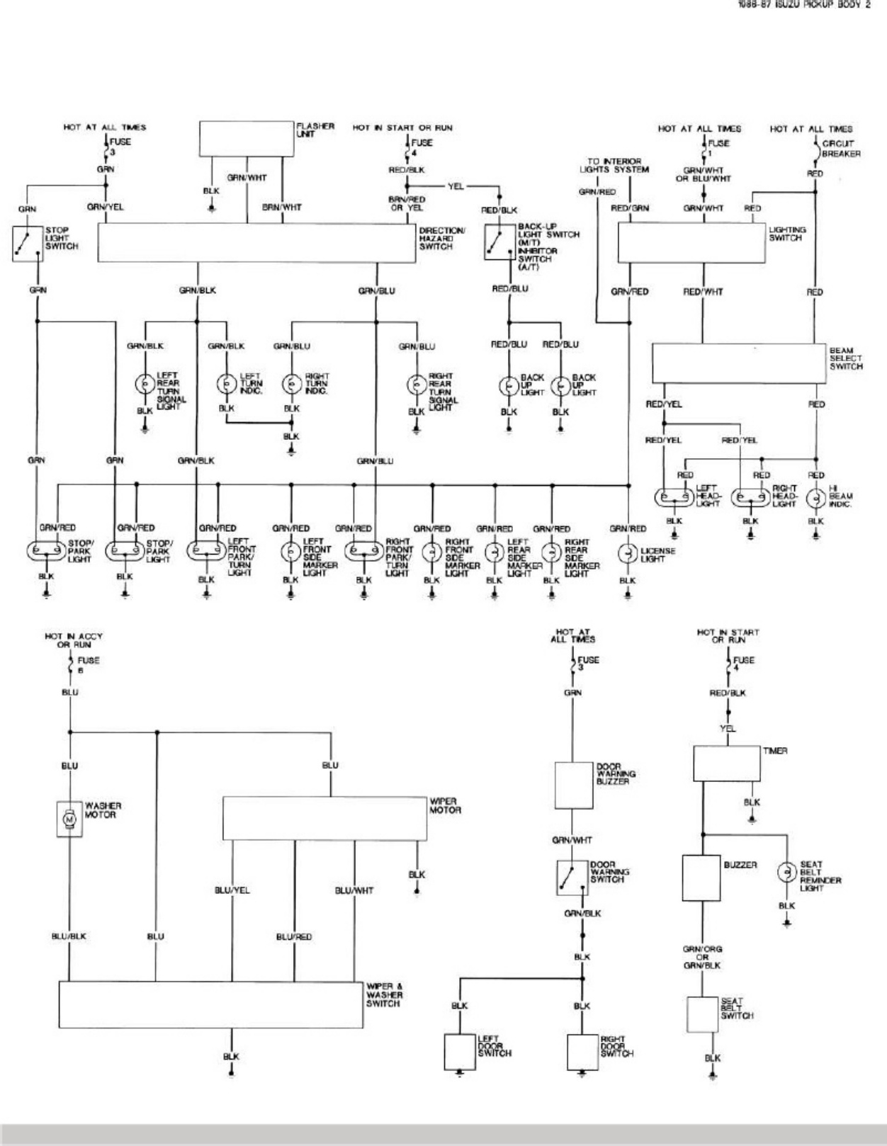 Sample 7 of Technical Document Chevrolet Luv Wiring Diagrams 1988- Complete Electrical Wiring Schematic & System Diagram [PDF]