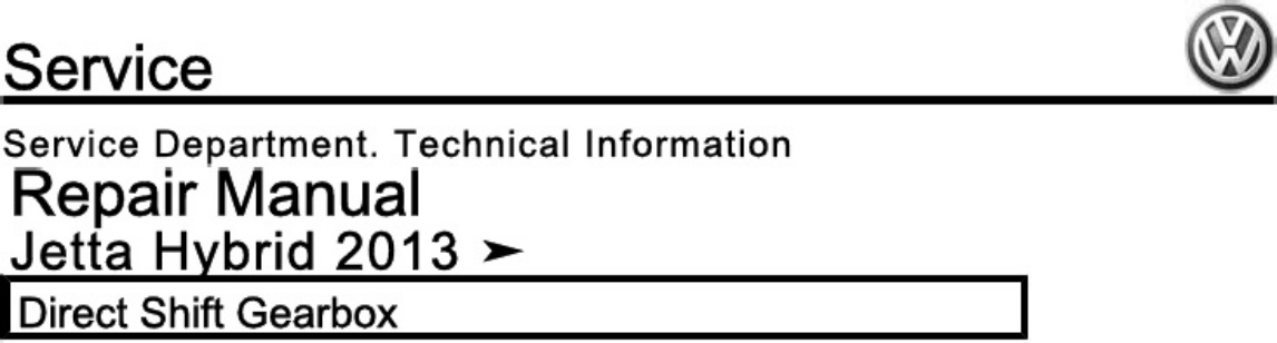 Technical Document DSG Transmission 0cg Workshop Service Manual [PDF] cover