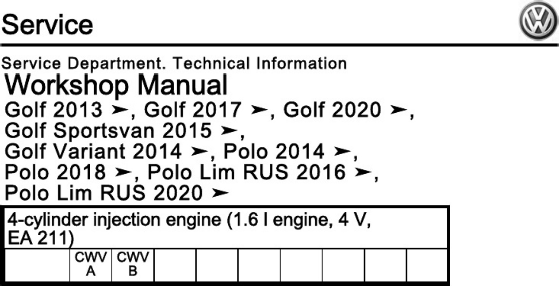 Technical Document Engine Cwva CWVB Workshop Service Manual [PDF] cover